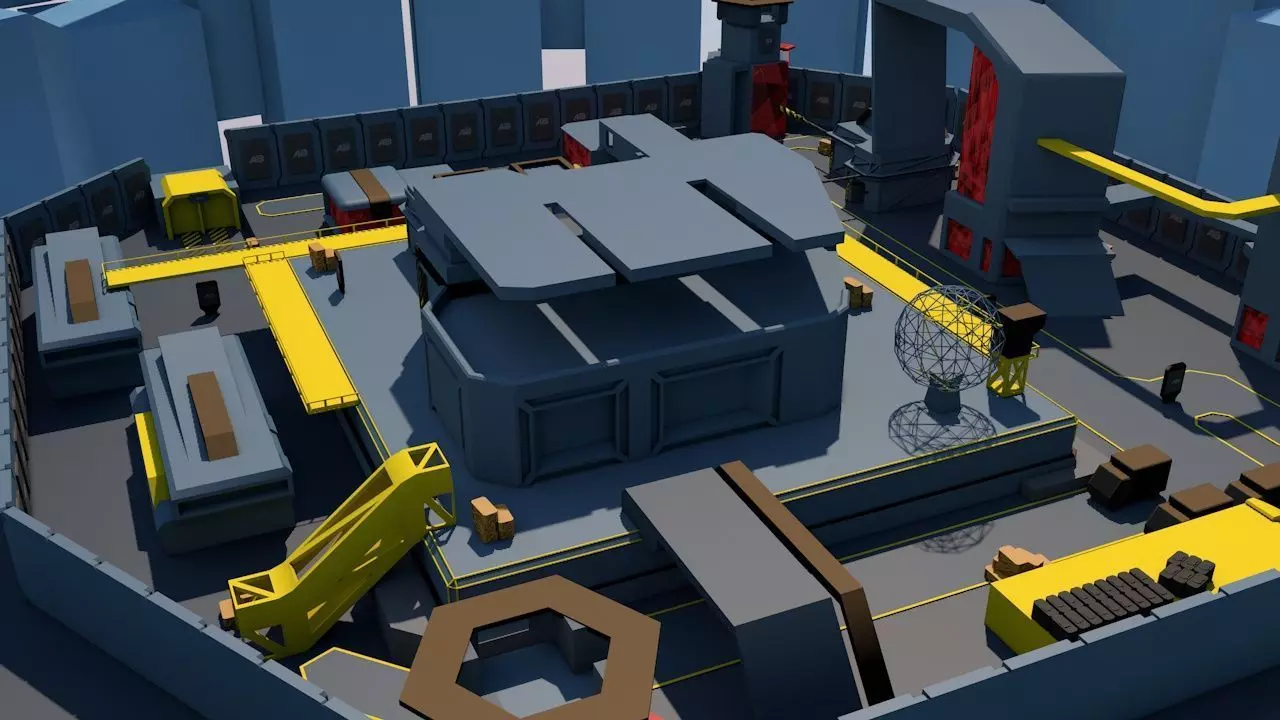 3D FPS game environment low poly Low-poly 3D model_0