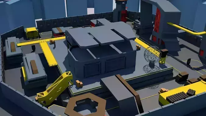 3D FPS game environment low poly Low-poly 3D model