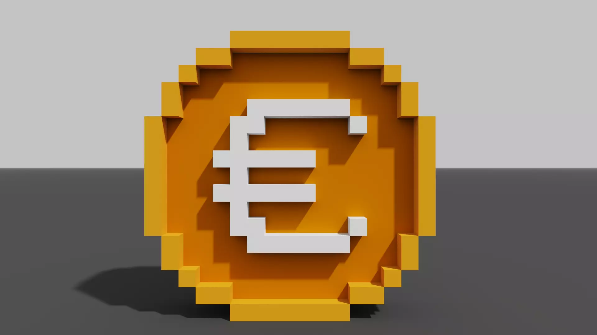 Euro 8bit two sided coin Low-poly 3D model