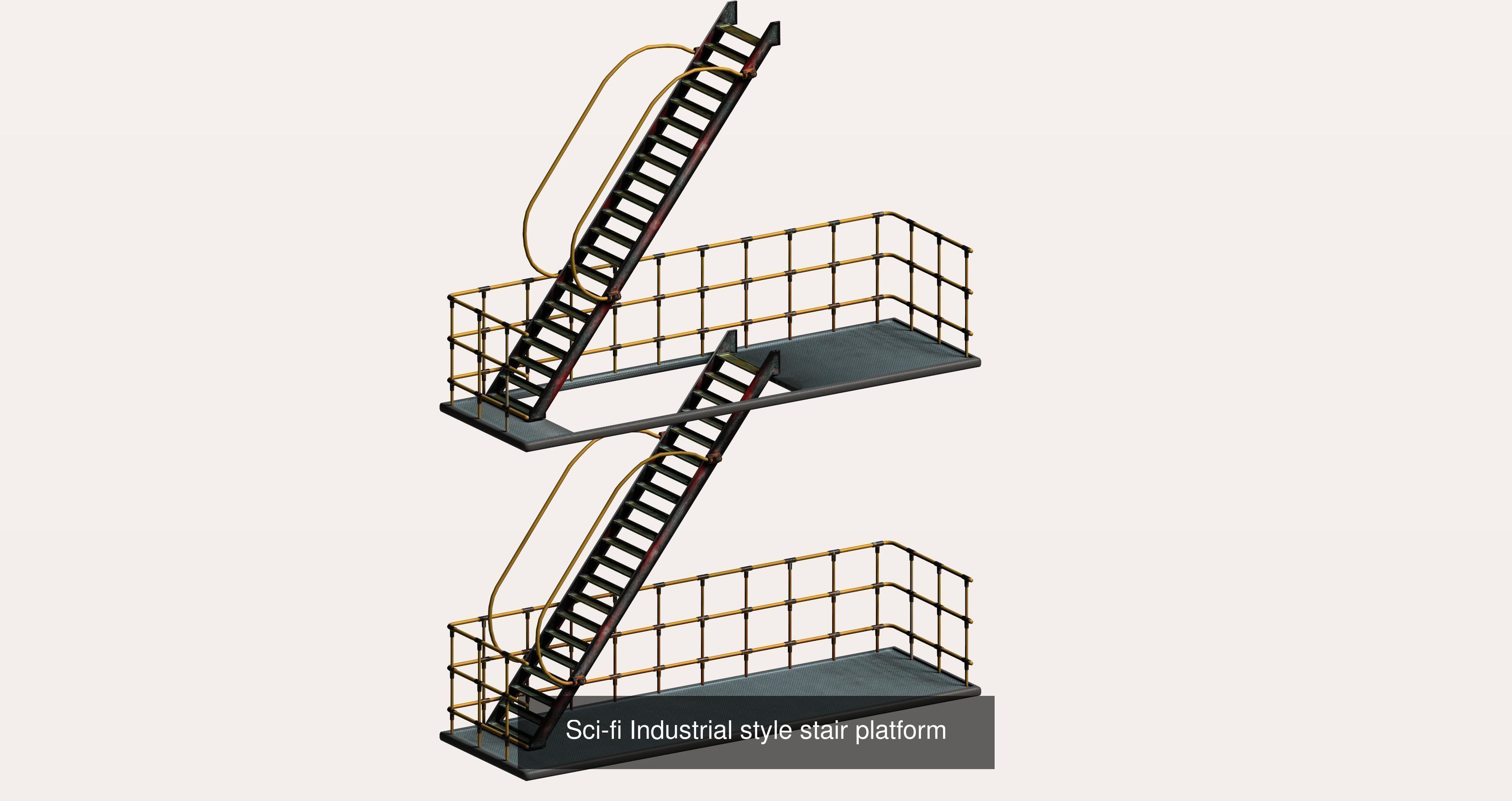 20 sci-fi and industrial platform stair pack 3D Model Collection_13