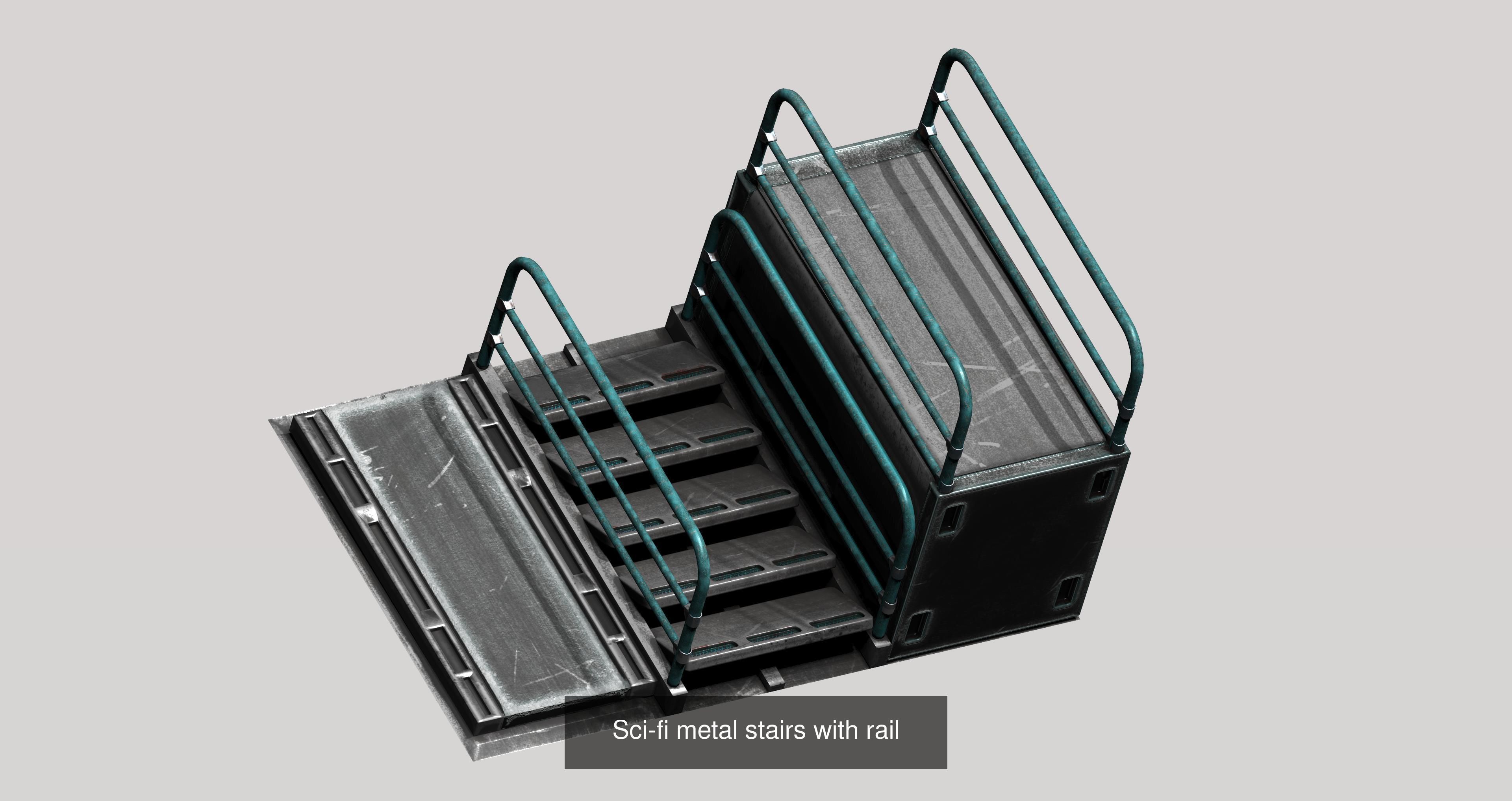 20 sci-fi and industrial platform stair pack 3D Model Collection_19
