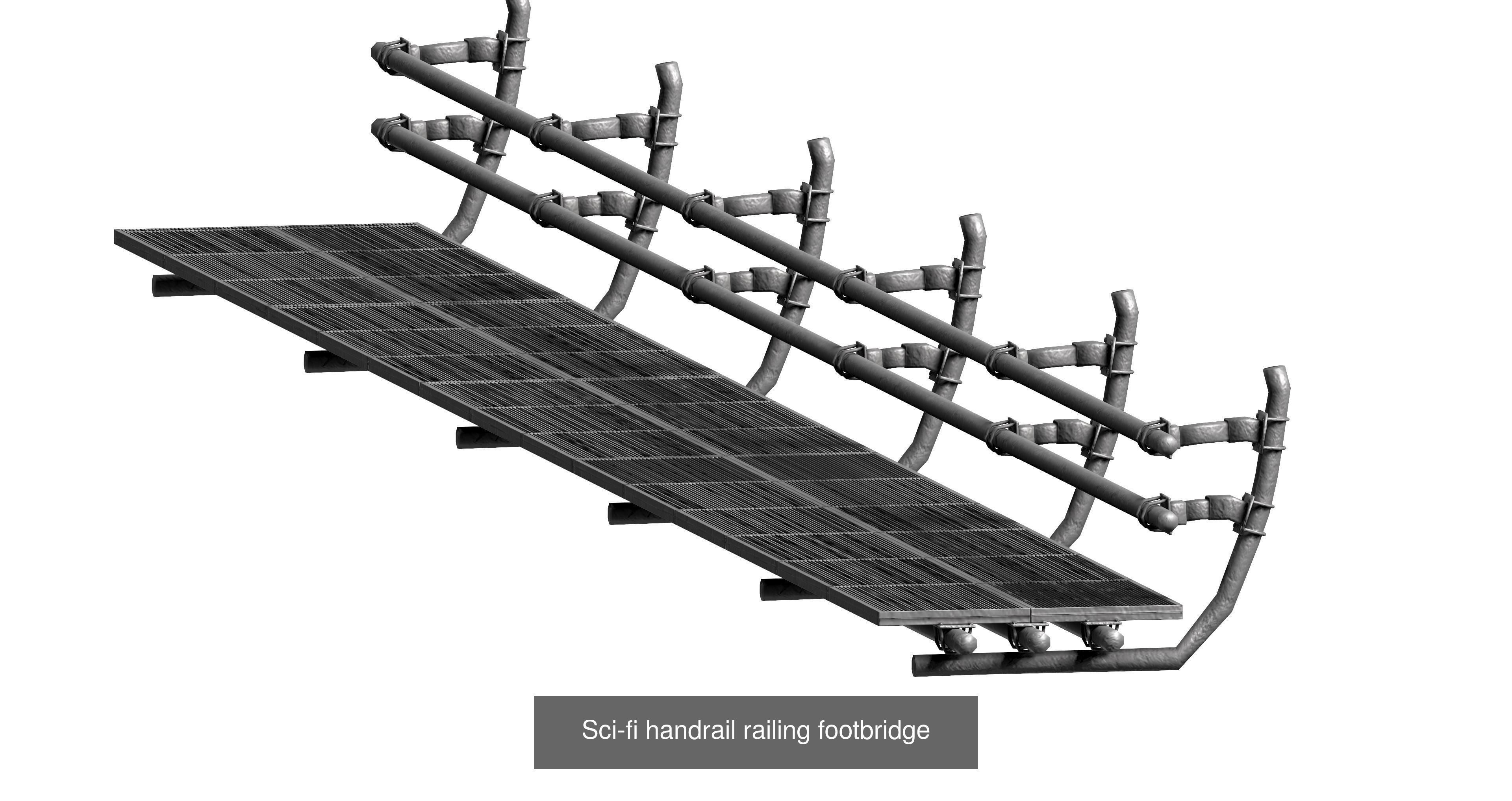 20 sci-fi and industrial platform stair pack 3D Model Collection_9