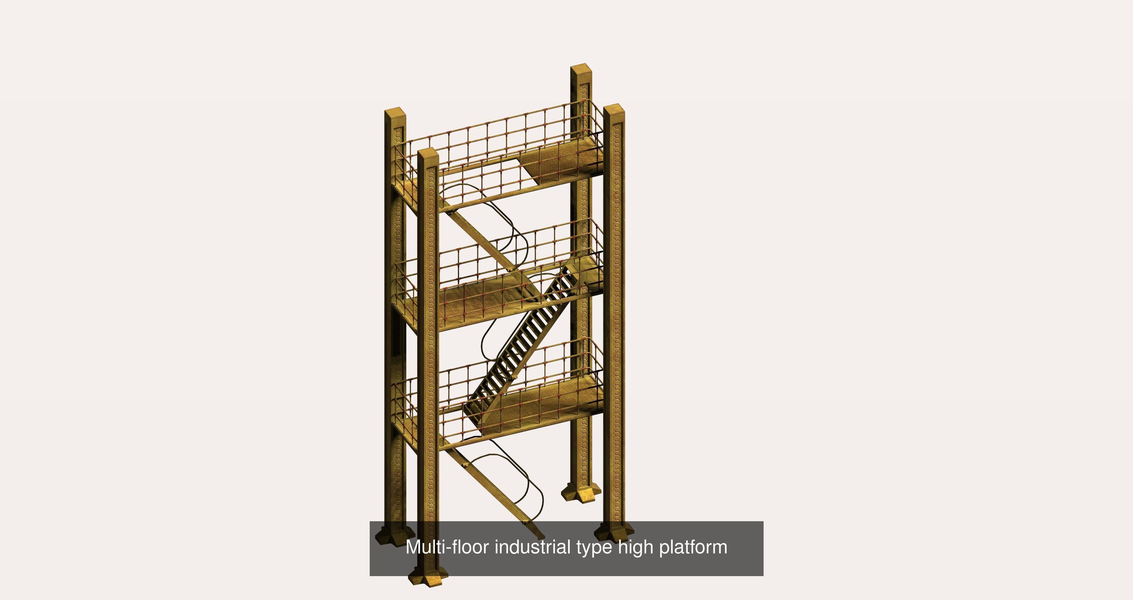 20 sci-fi and industrial platform stair pack 3D Model Collection_14