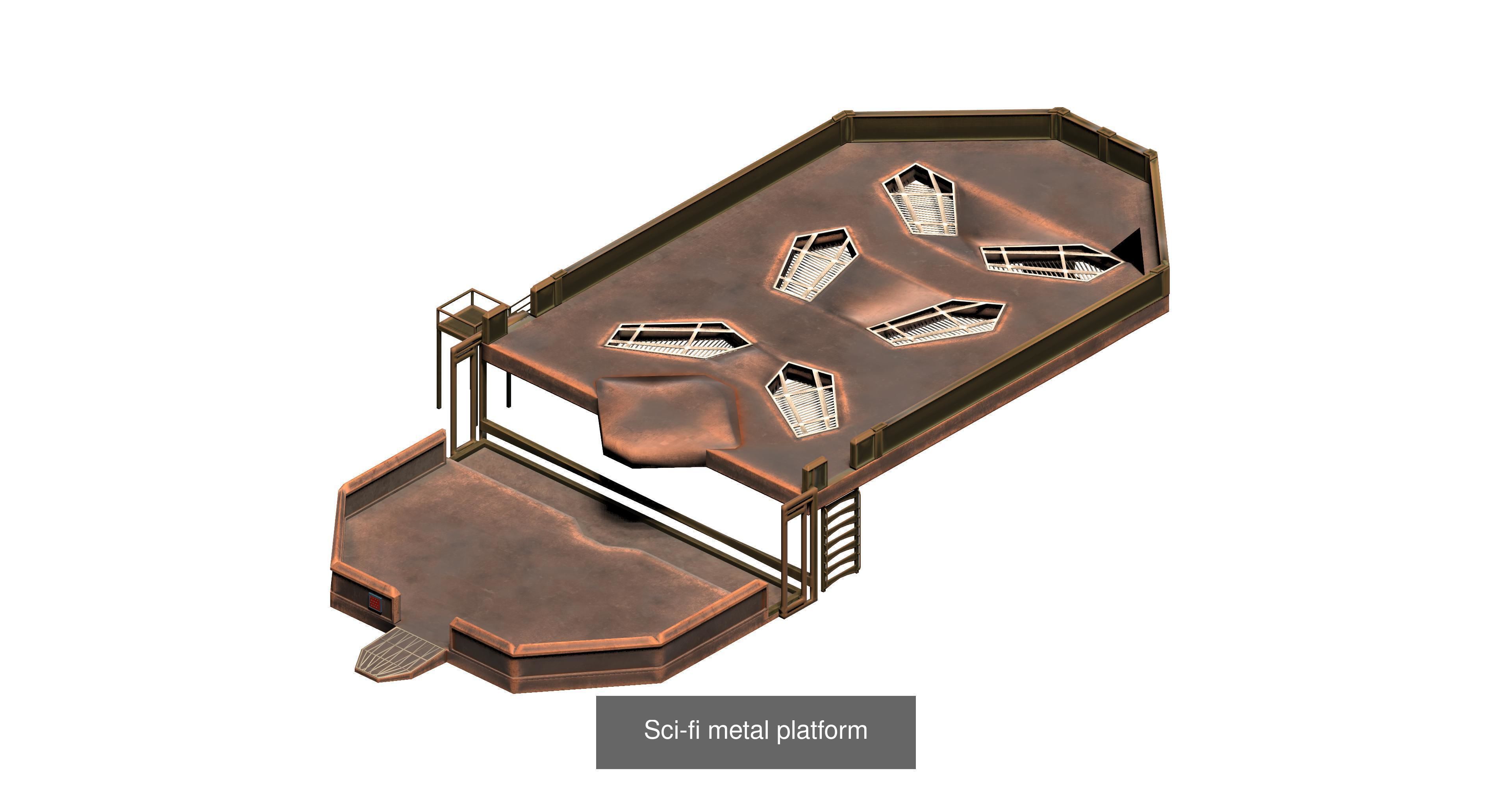 20 sci-fi and industrial platform stair pack 3D Model Collection_6