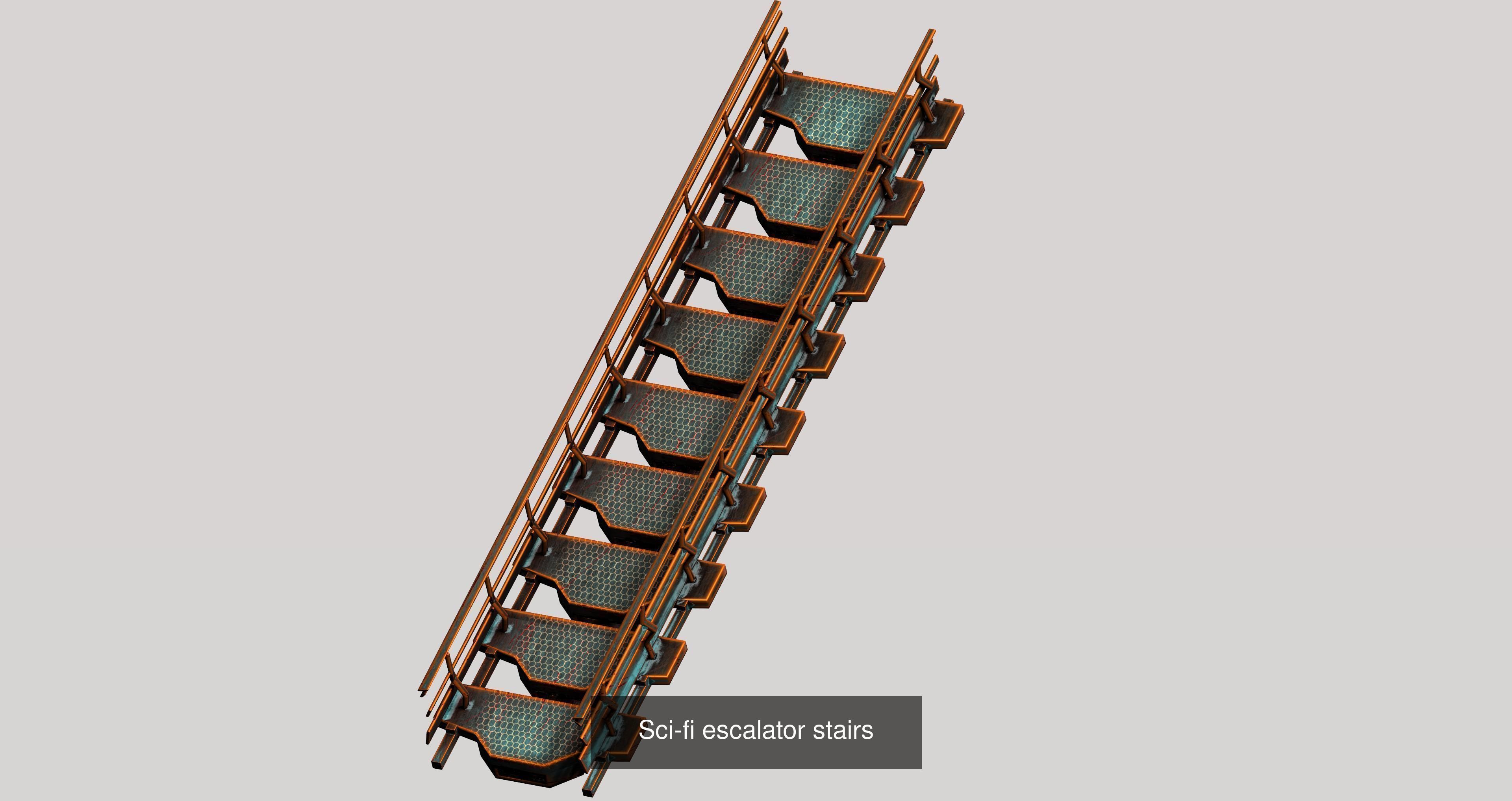 20 sci-fi and industrial platform stair pack 3D Model Collection_20