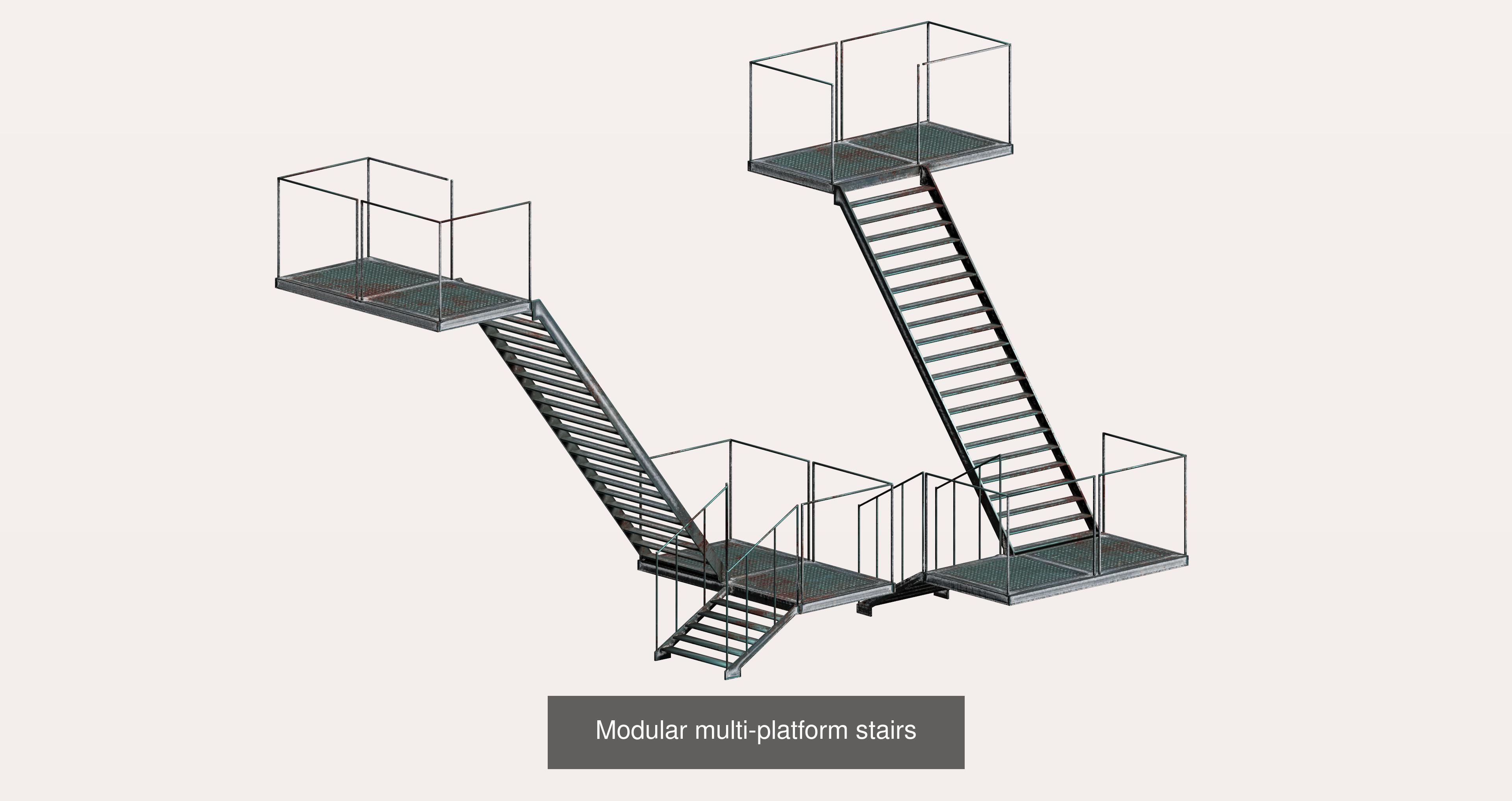 20 sci-fi and industrial platform stair pack 3D Model Collection_11