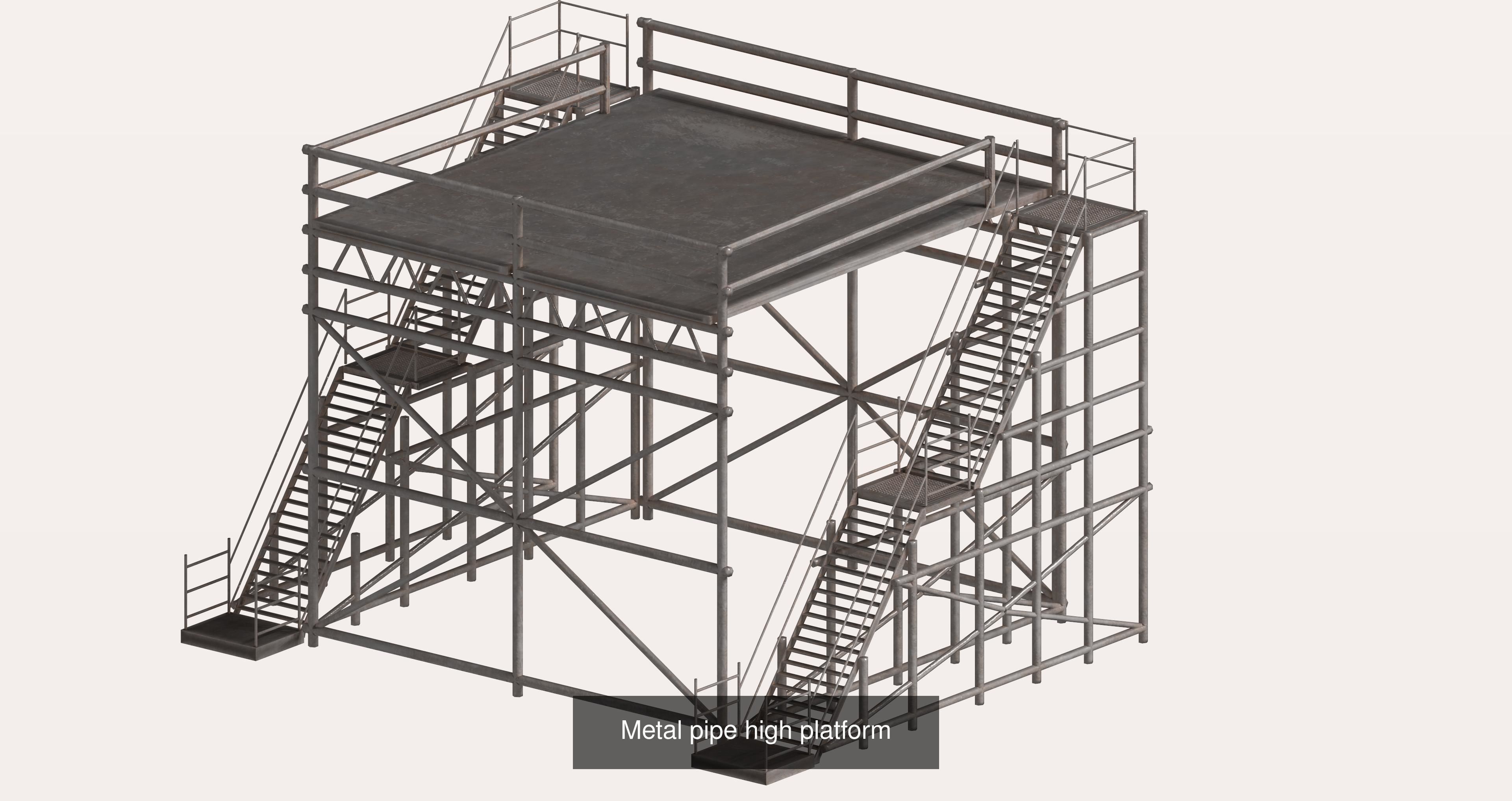 20 sci-fi and industrial platform stair pack 3D Model Collection_12