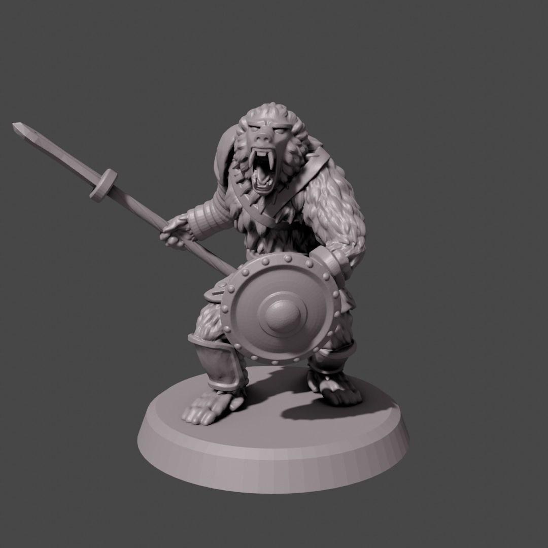 gladiator monkey Spear 3D print model_2