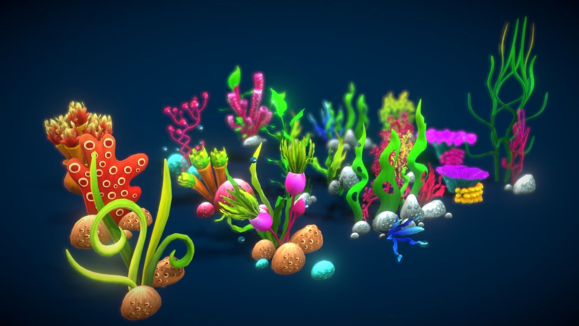 Cartoon Seaweed 7 Low-poly 3D model_1