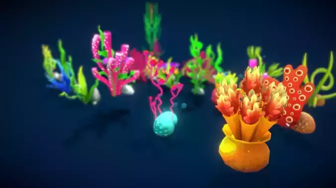 Cartoon Seaweed 7 Low-poly 3D model