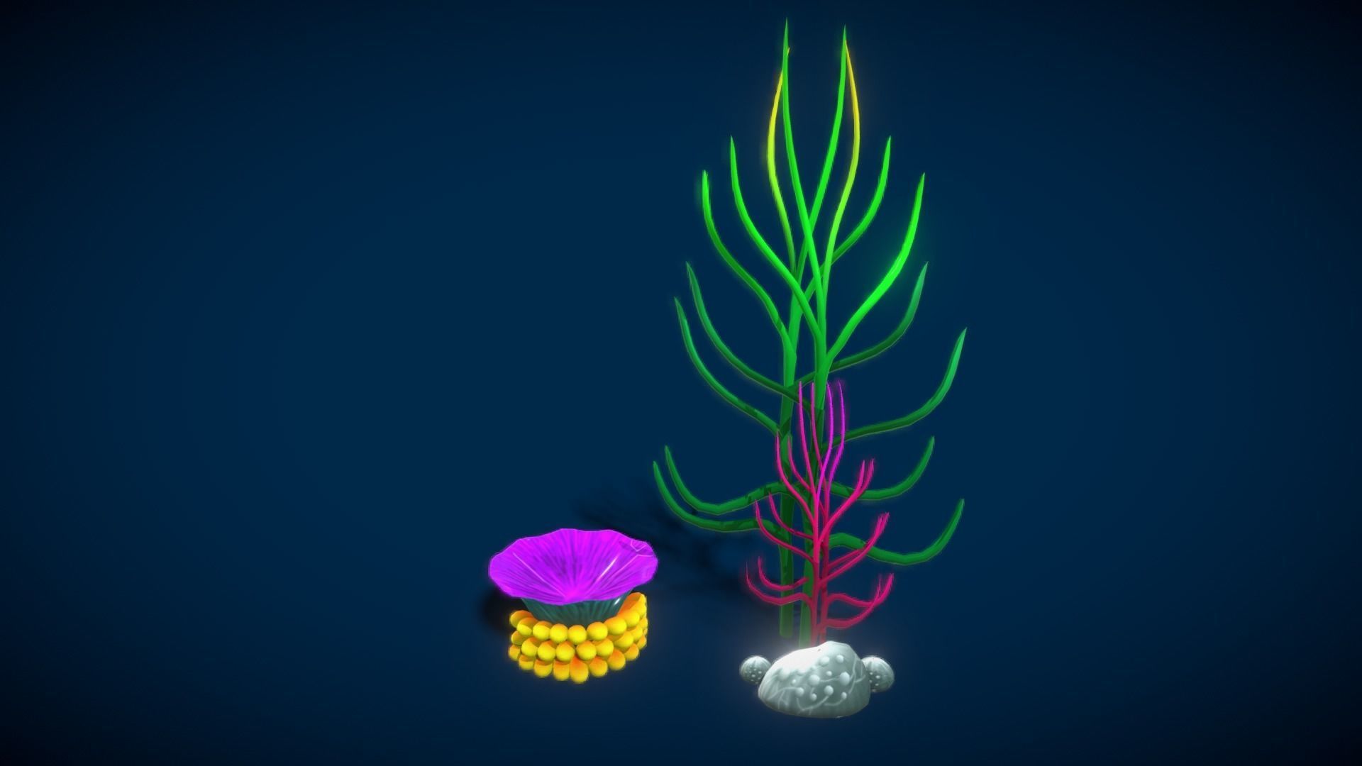 Cartoon Seaweed 7 Low-poly 3D model_7