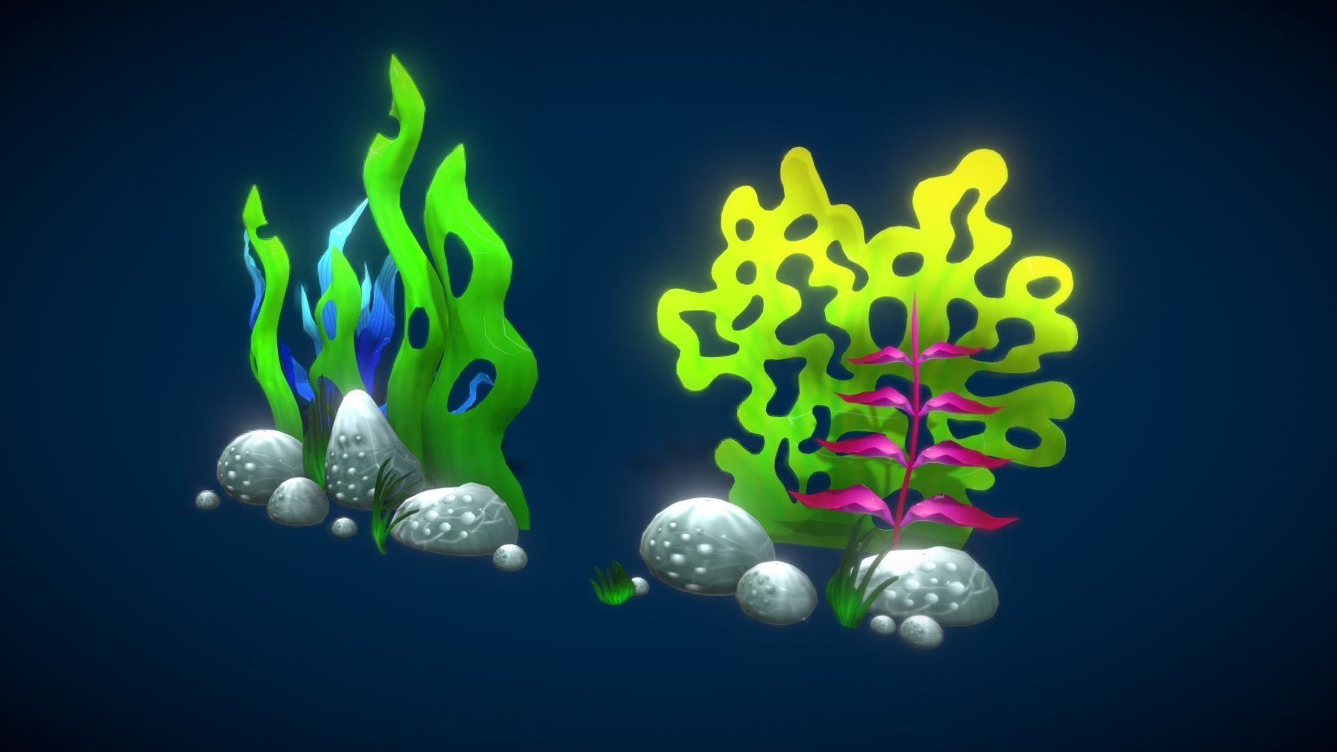 Cartoon Seaweed 7 Low-poly 3D model_4