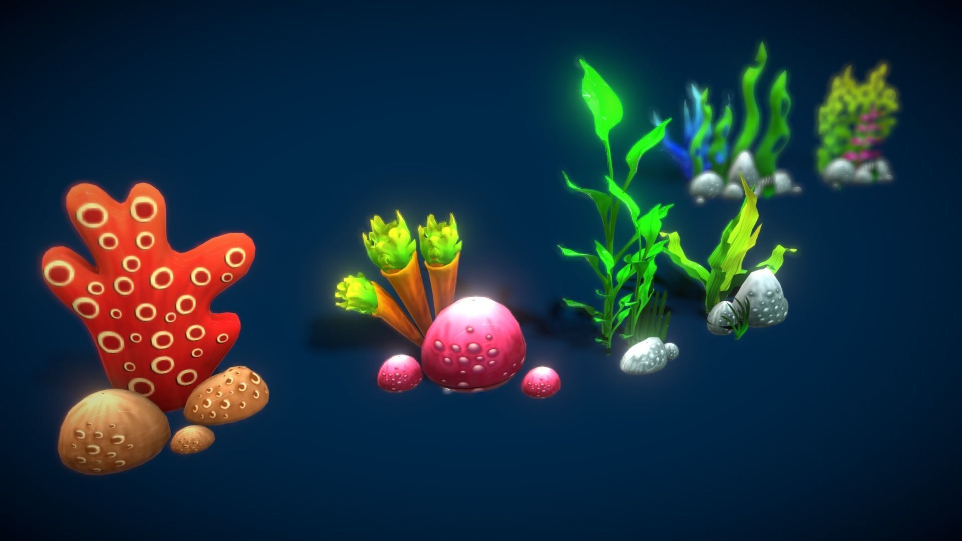 Cartoon Seaweed 7 Low-poly 3D model_3