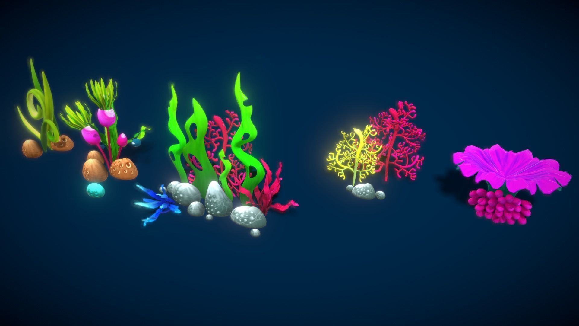 Cartoon Seaweed 7 Low-poly 3D model_5