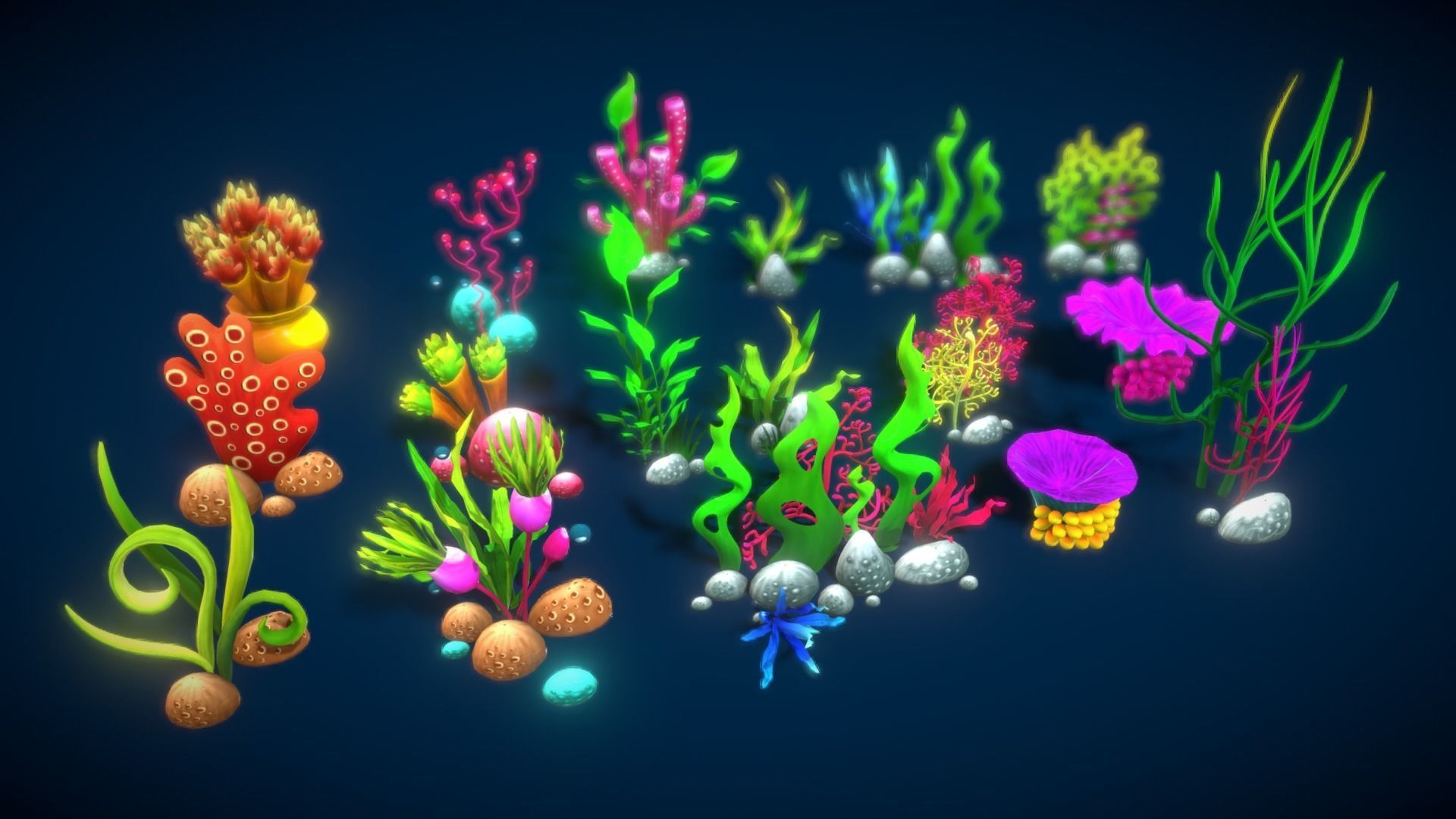 Cartoon Seaweed 7 Low-poly 3D model_16