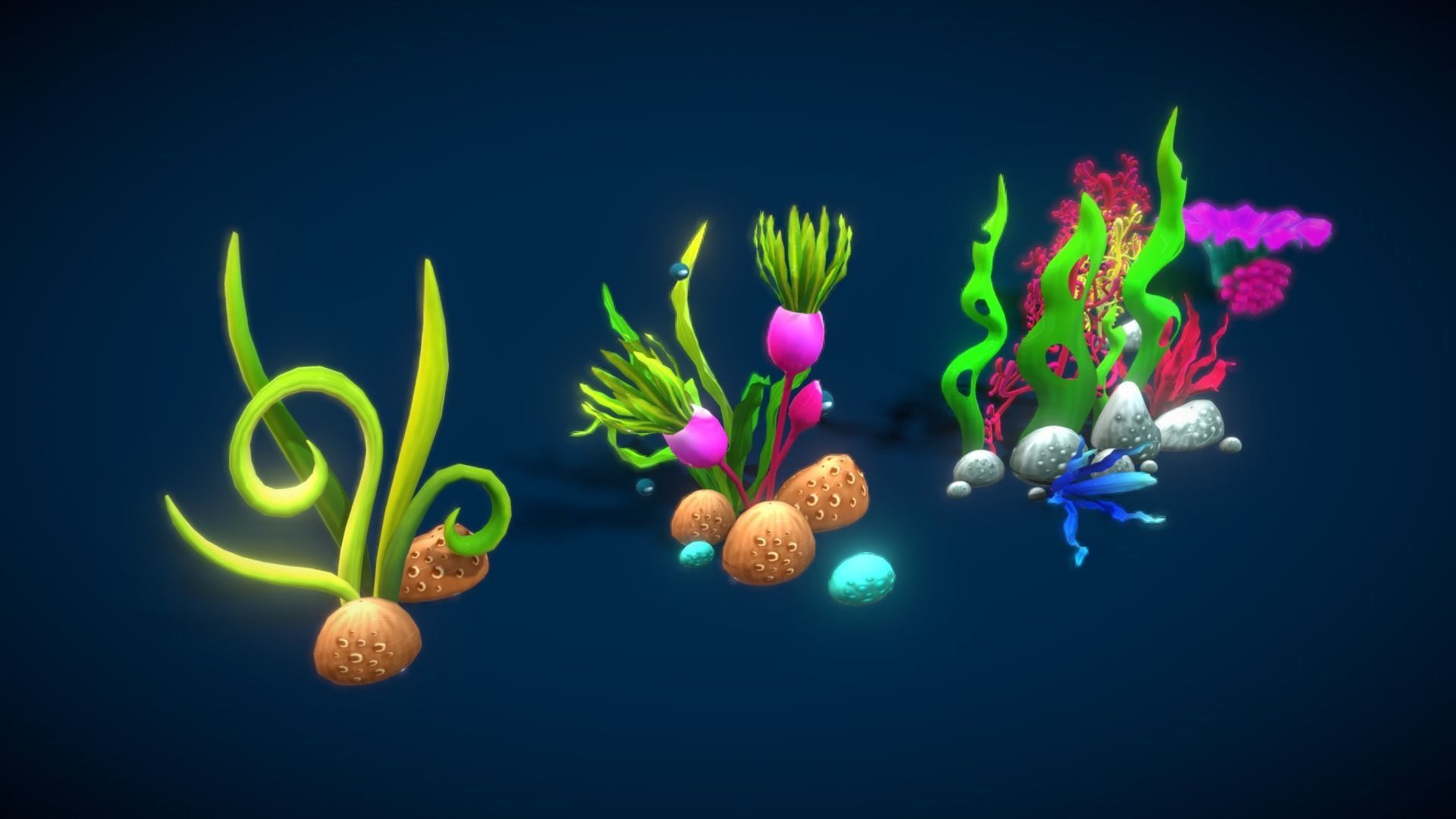 Cartoon Seaweed 7 Low-poly 3D model_6