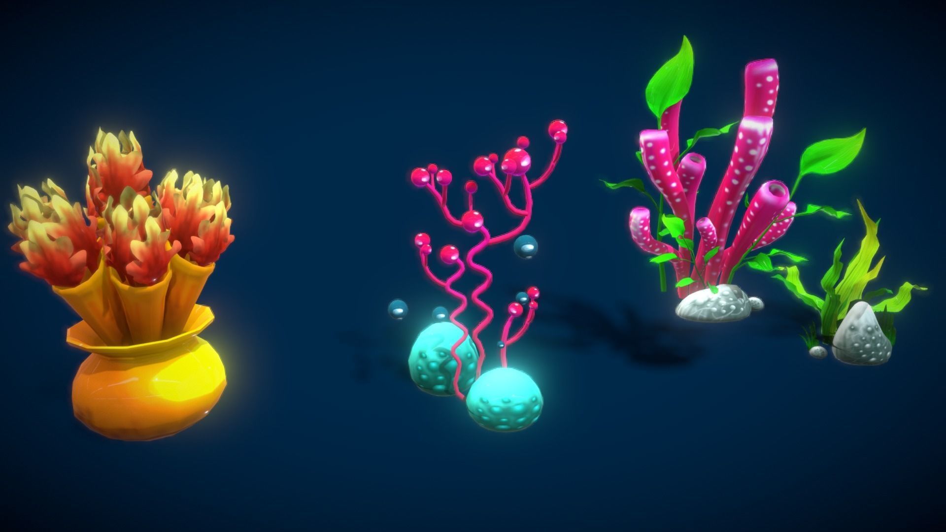 Cartoon Seaweed 7 Low-poly 3D model_2