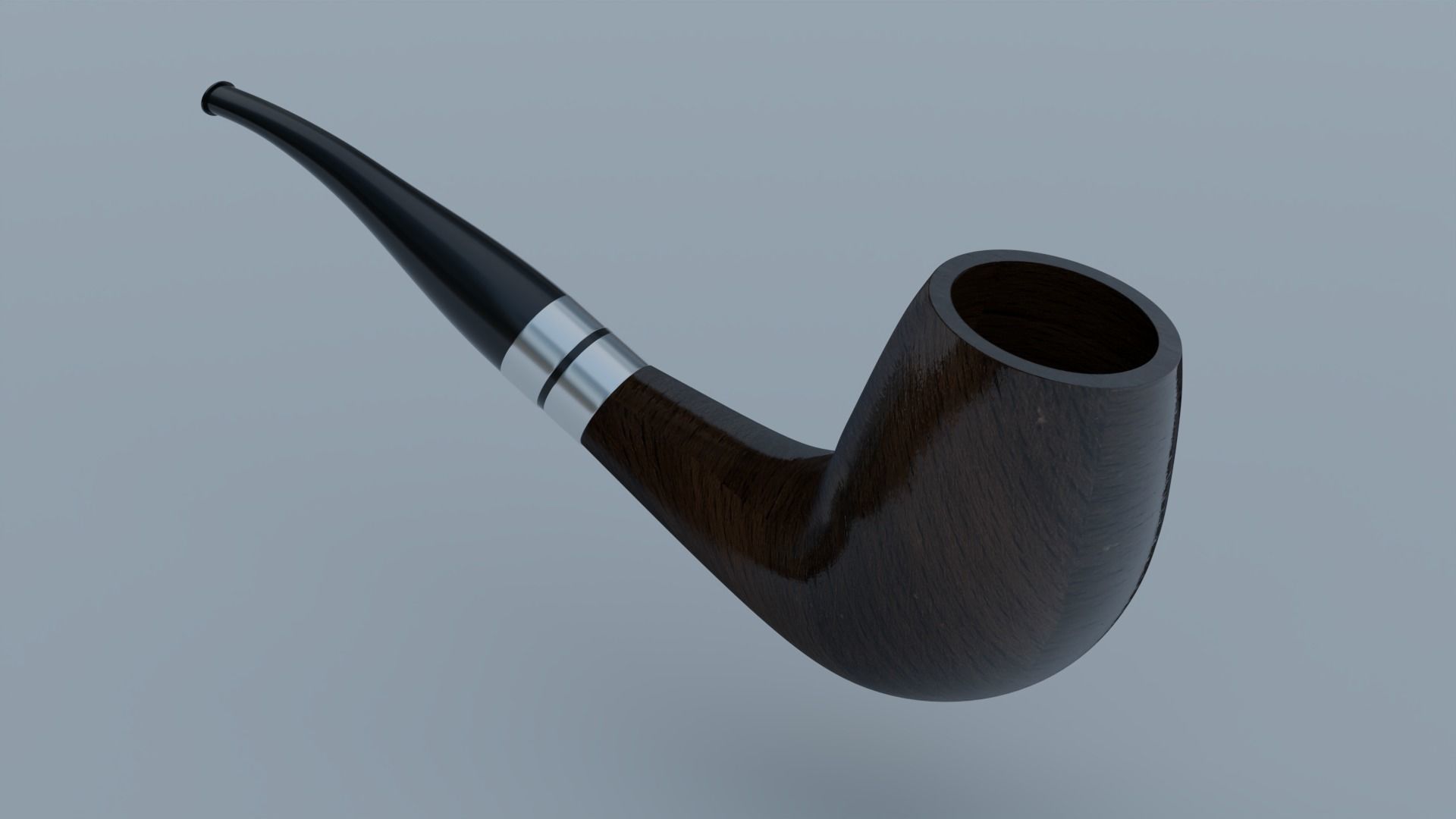Smoking Pipe Half-Bent Wood 3D model_9