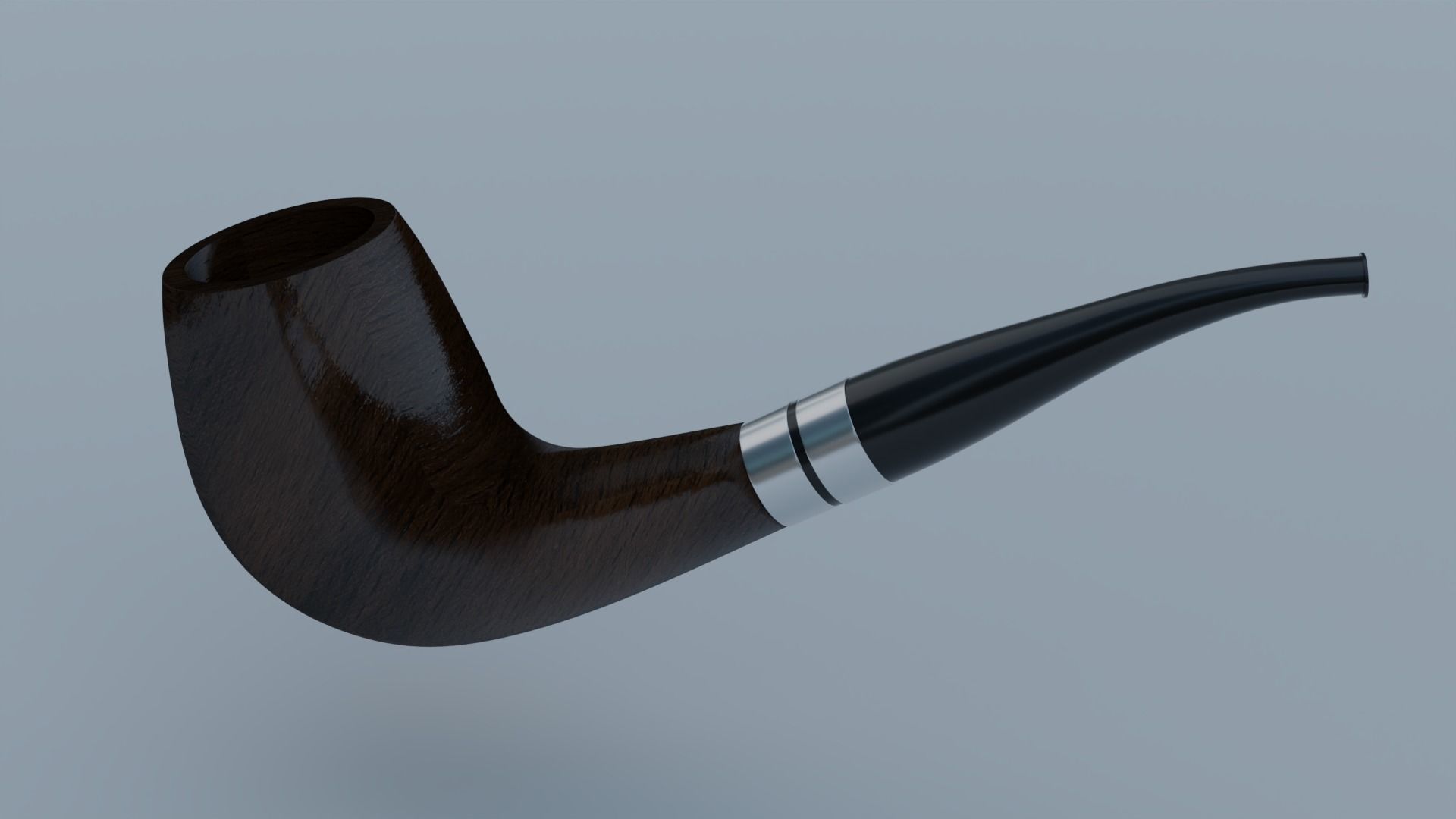 Smoking Pipe Half-Bent Wood 3D model_3