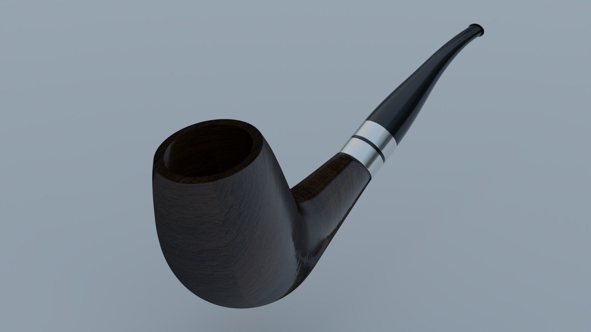 Smoking Pipe Half-Bent Wood 3D model_1