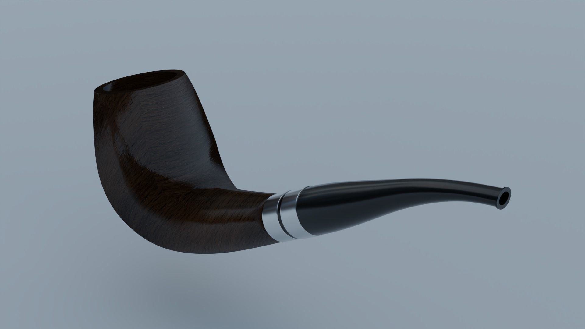 Smoking Pipe Half-Bent Wood 3D model_4