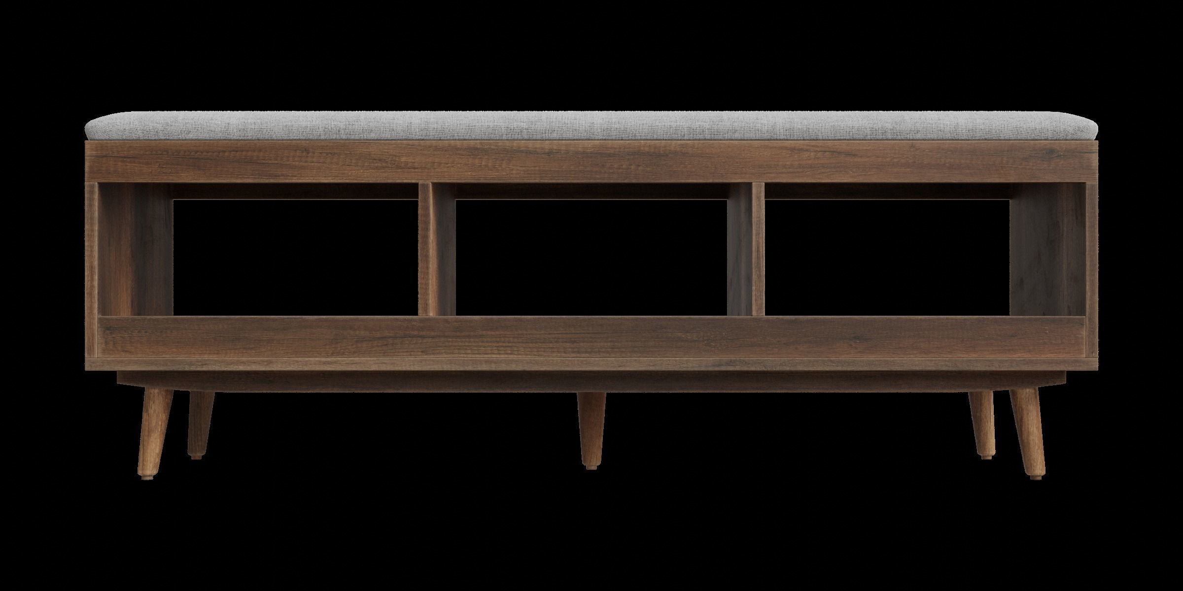 Wood Shelves Storage Bench Low-poly 3D model_7