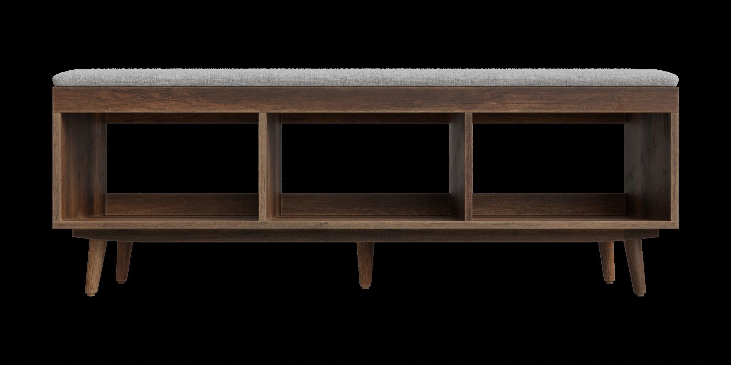 Wood Shelves Storage Bench Low-poly 3D model_5