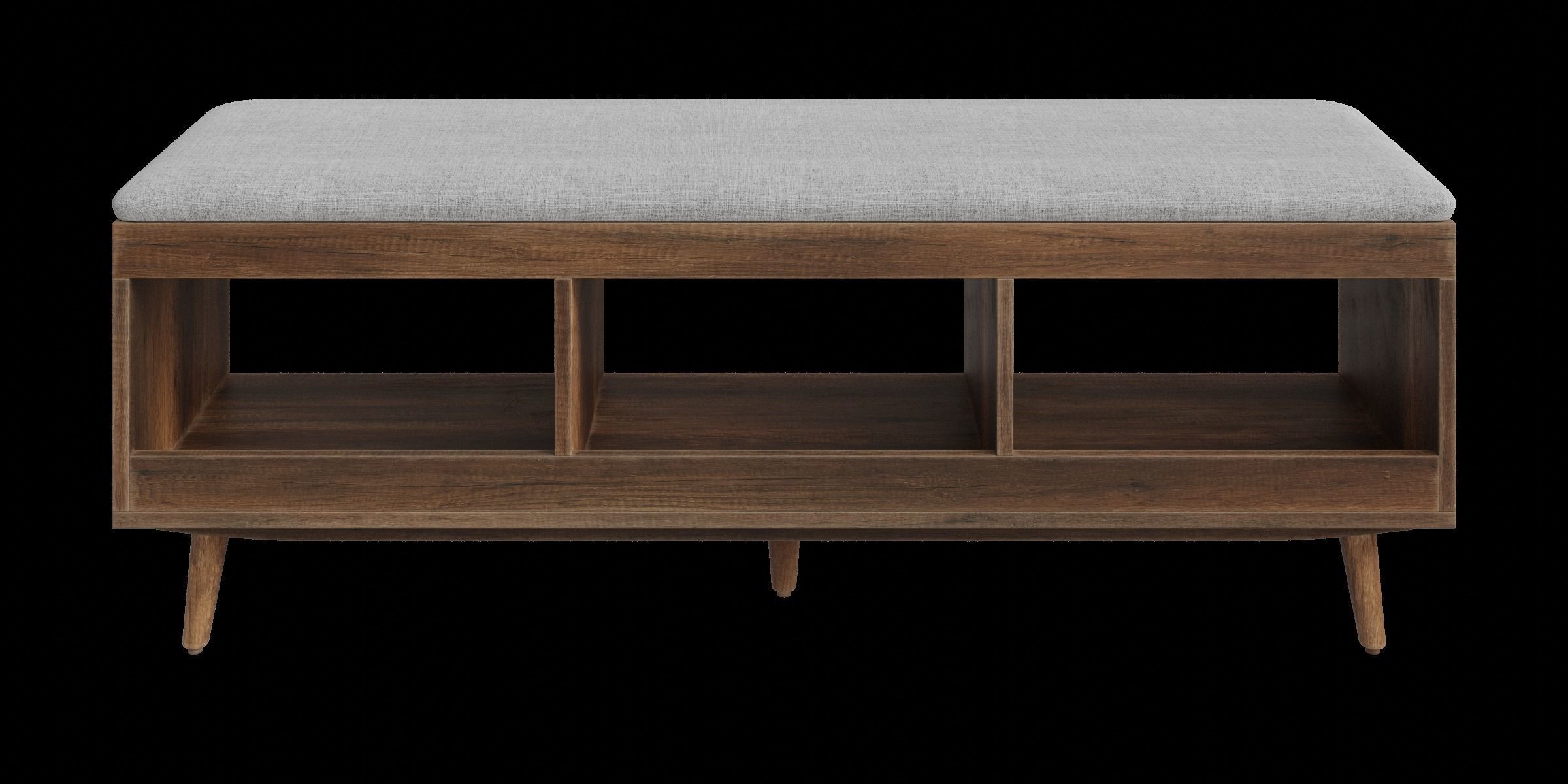 Wood Shelves Storage Bench Low-poly 3D model_10