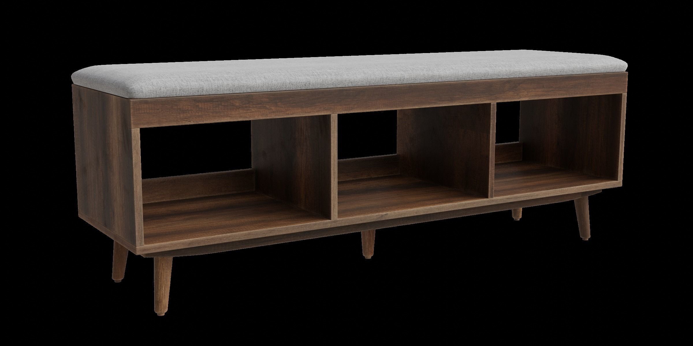 Wood Shelves Storage Bench Low-poly 3D model_0