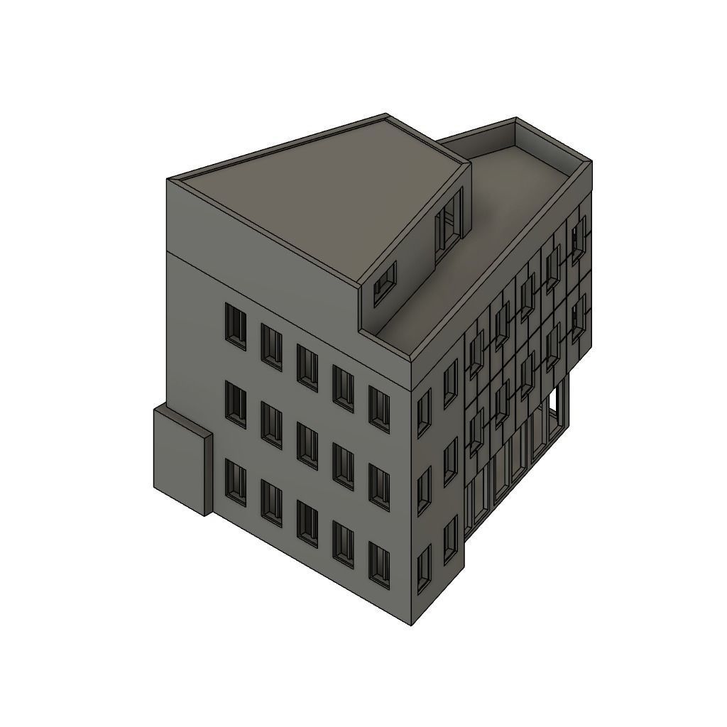Triangle City House - H0 Scale 3D print model_4