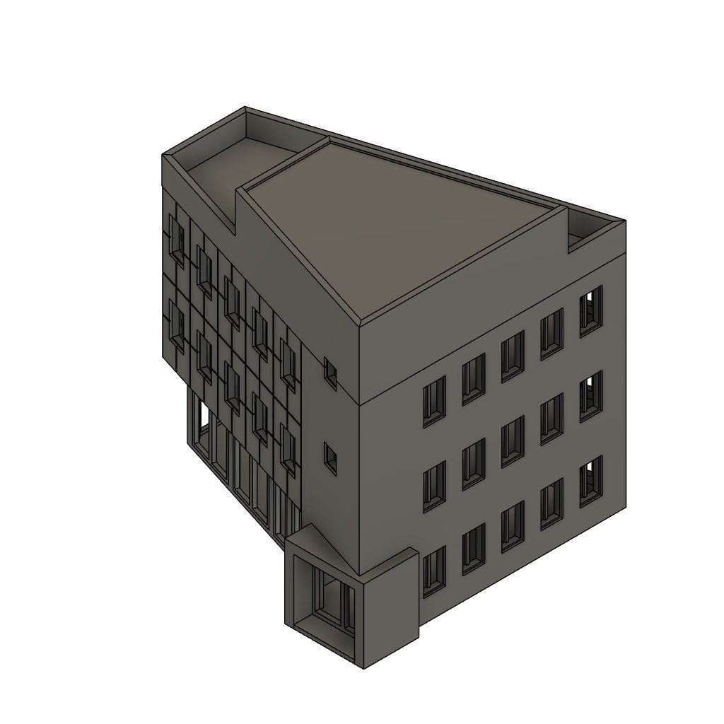 Triangle City House - H0 Scale 3D print model_2