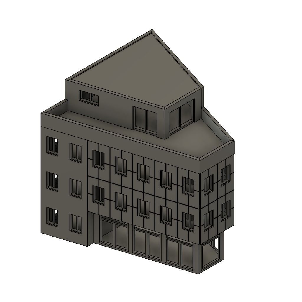 Triangle City House - H0 Scale 3D print model_3