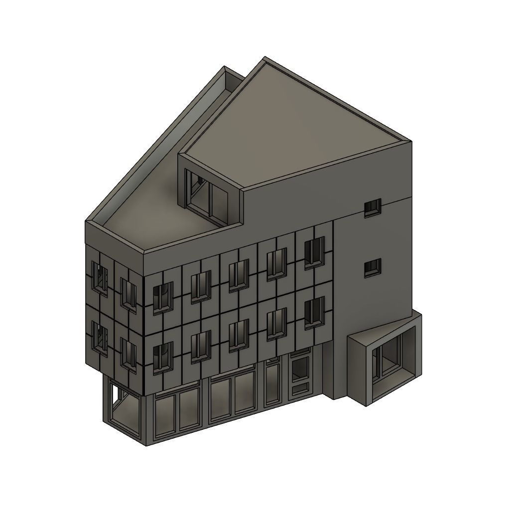 Triangle City House - H0 Scale 3D print model_1