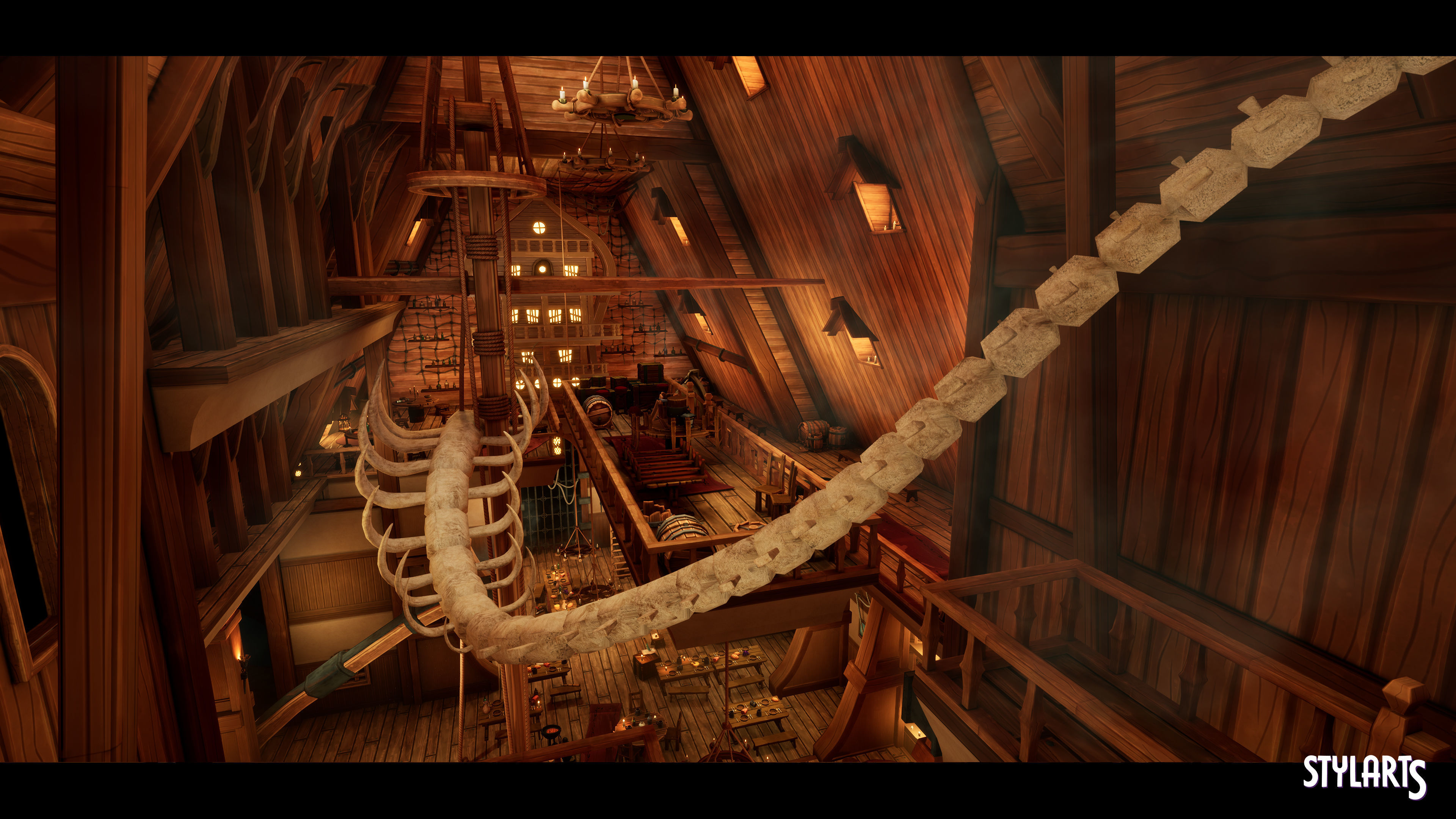 Stylized Pirate Tavern Modular Low-poly 3D model_3