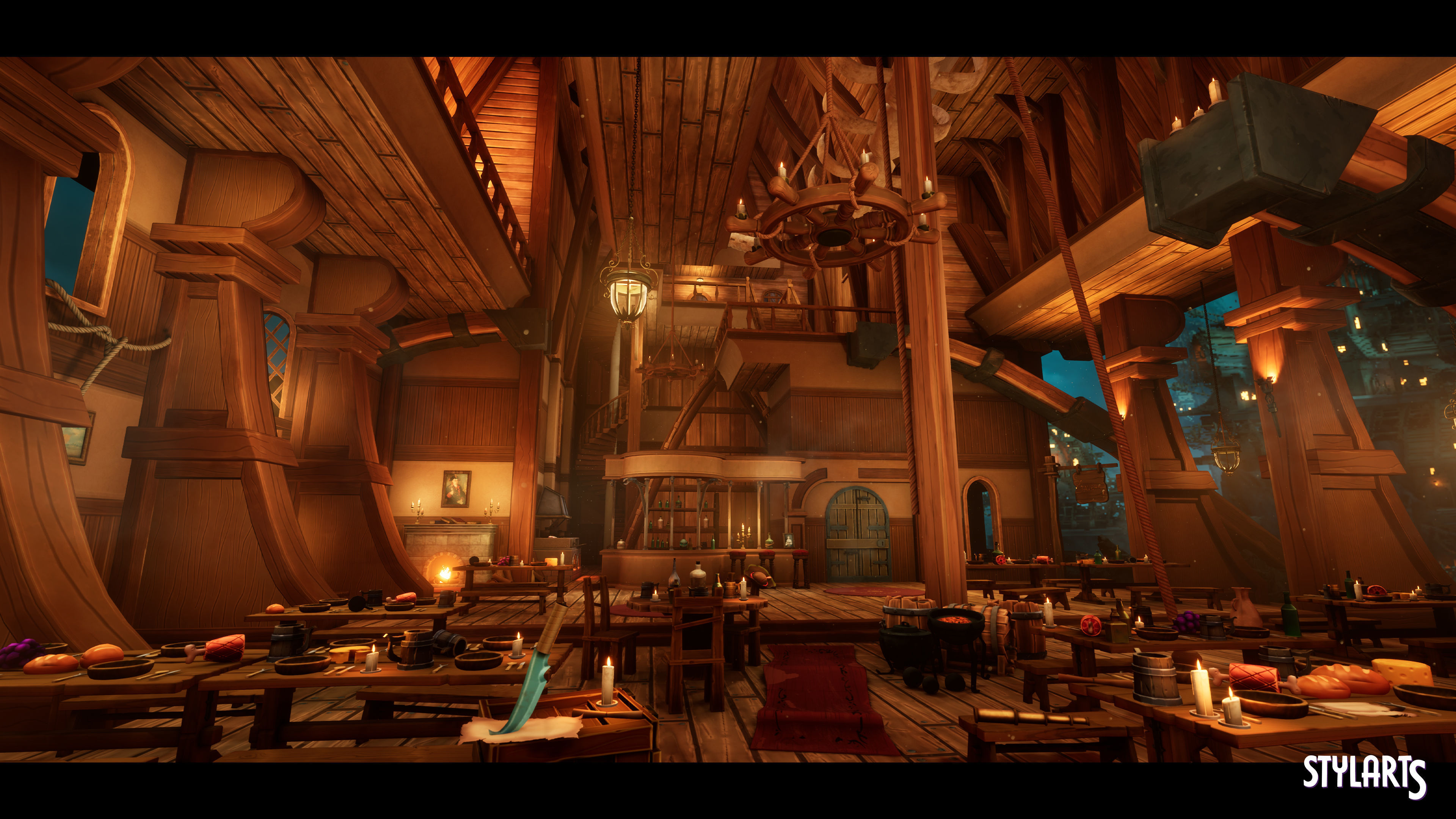 Stylized Pirate Tavern Modular Low-poly 3D model_2