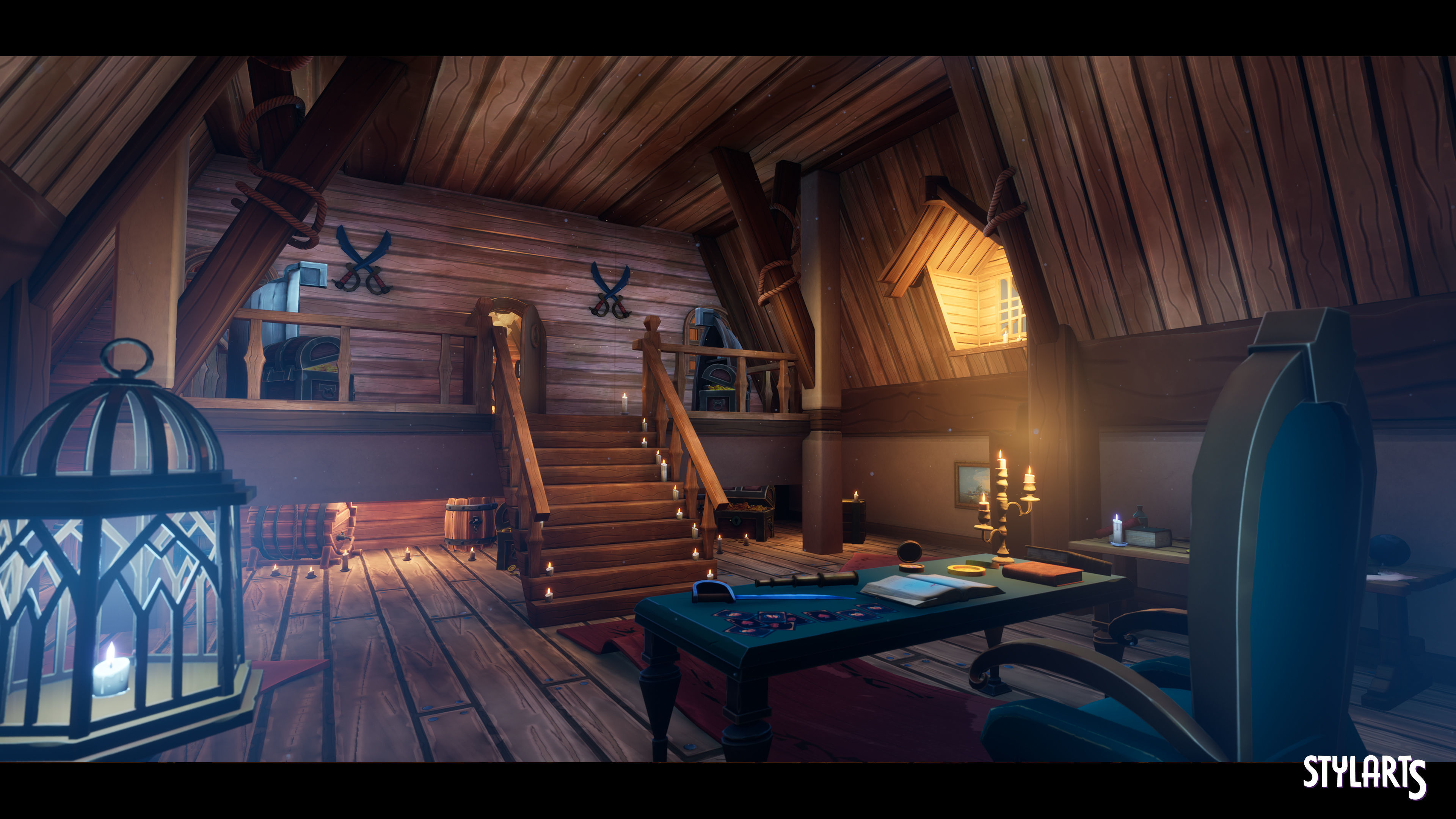 Stylized Pirate Tavern Modular Low-poly 3D model_6