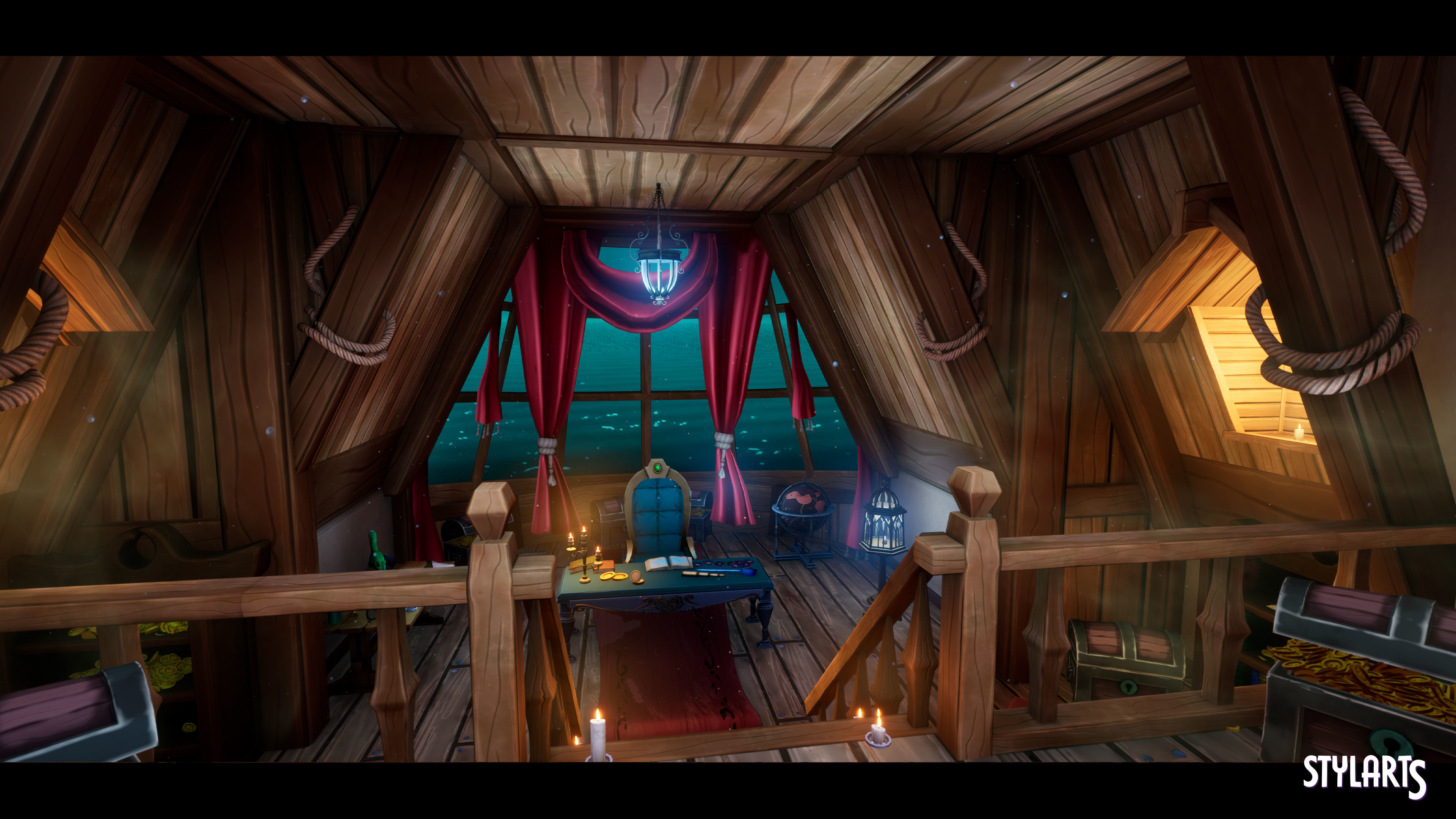 Stylized Pirate Tavern Modular Low-poly 3D model_8