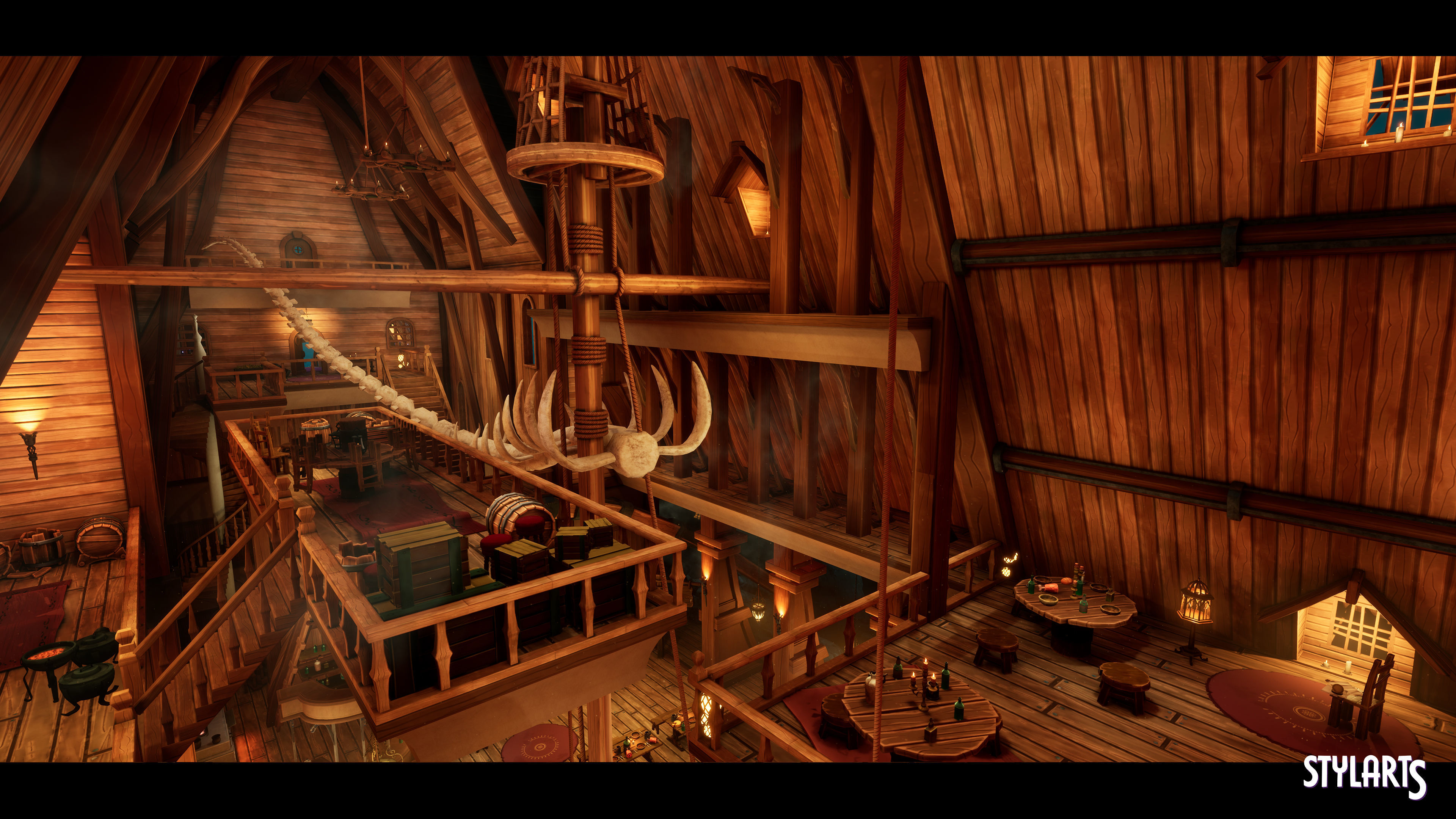 Stylized Pirate Tavern Modular Low-poly 3D model_9