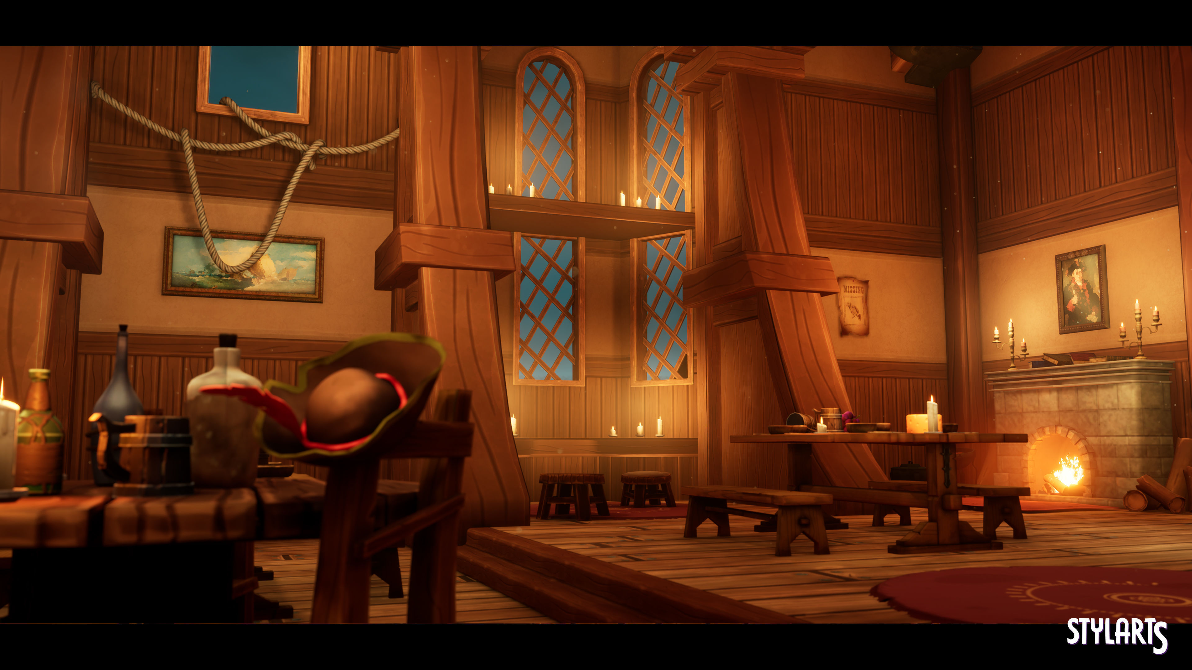 Stylized Pirate Tavern Modular Low-poly 3D model_5