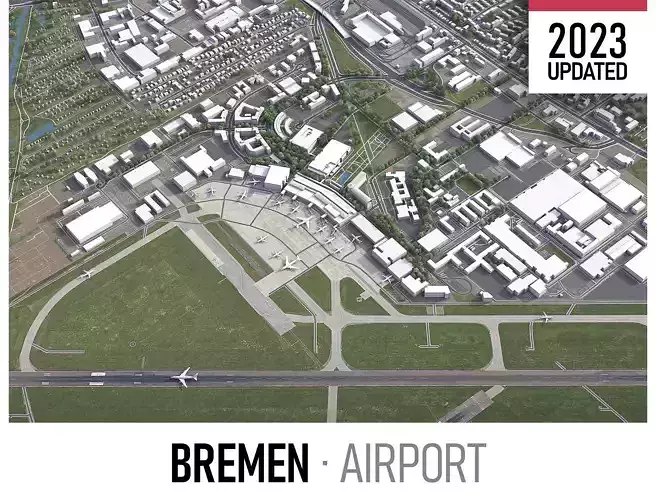 Bremen Airport Low-poly 3D model