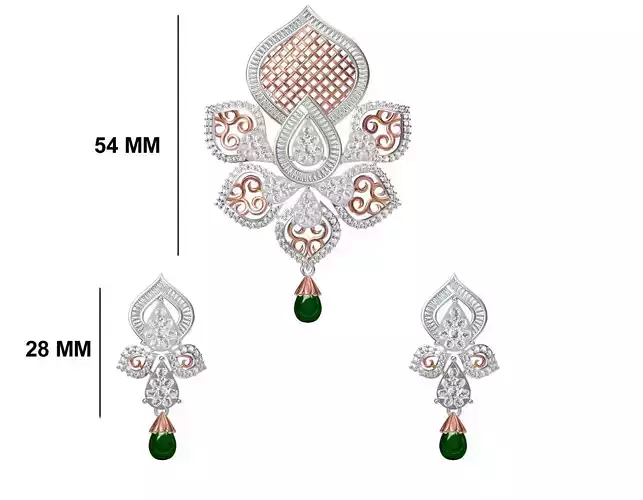 Women Earring Pendant Set STL JCD Details