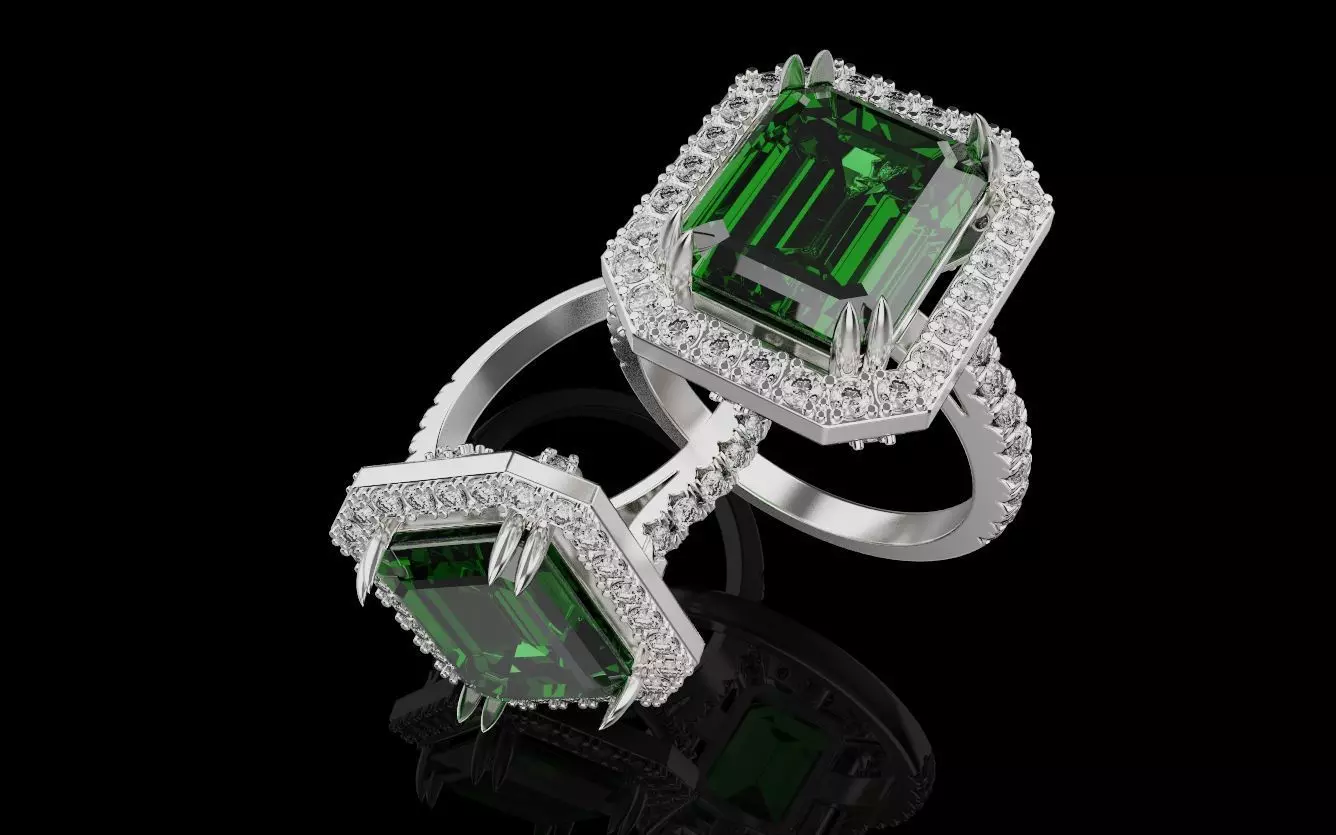 Woman Emerald Ring 0047 3D print model