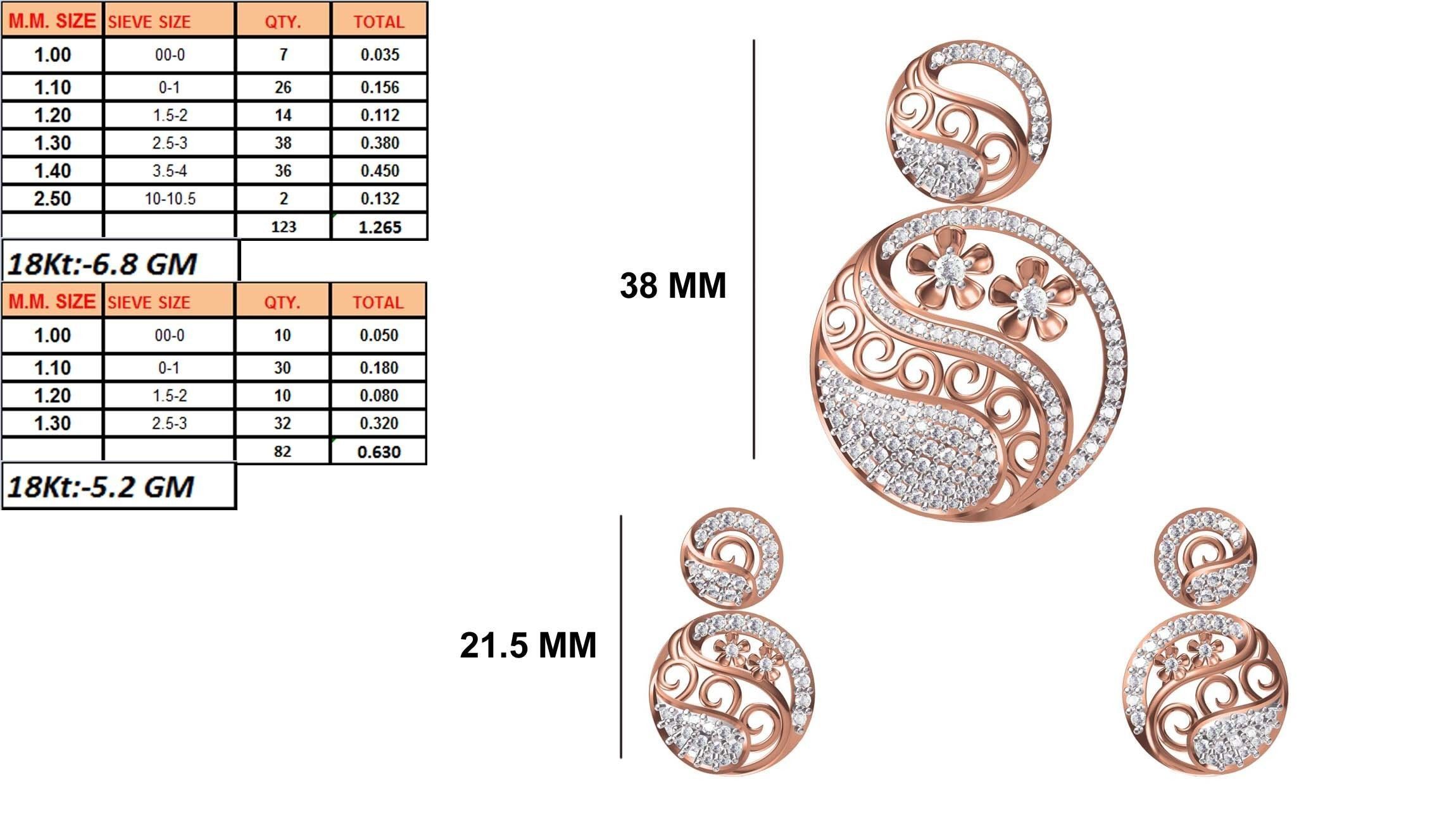 Women Earring Pendant Set STL JCD Details 3D print model_1