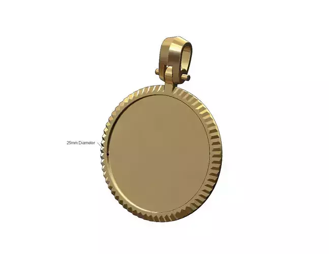 Fluted bezel bezel 25mm memory pendant with bail