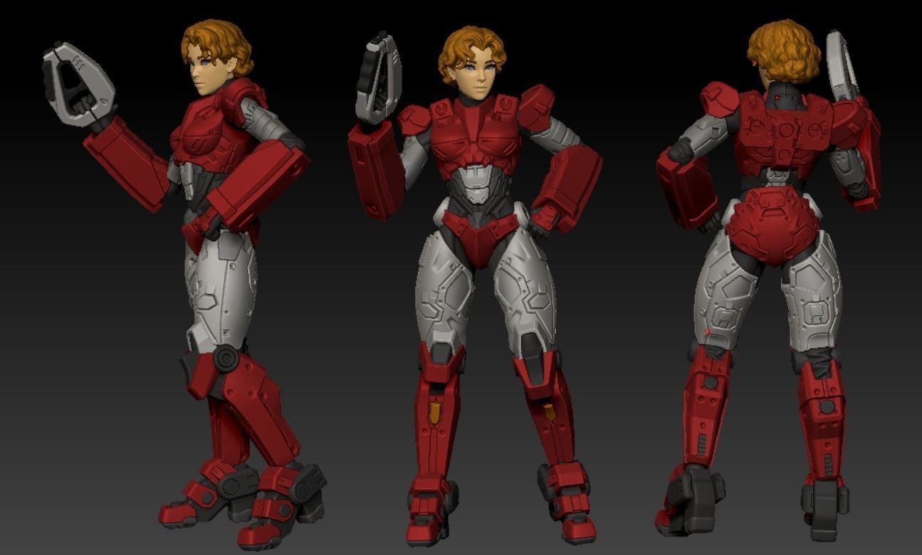 Scifi Lady Elite Soldier 100mm 3D print model_4