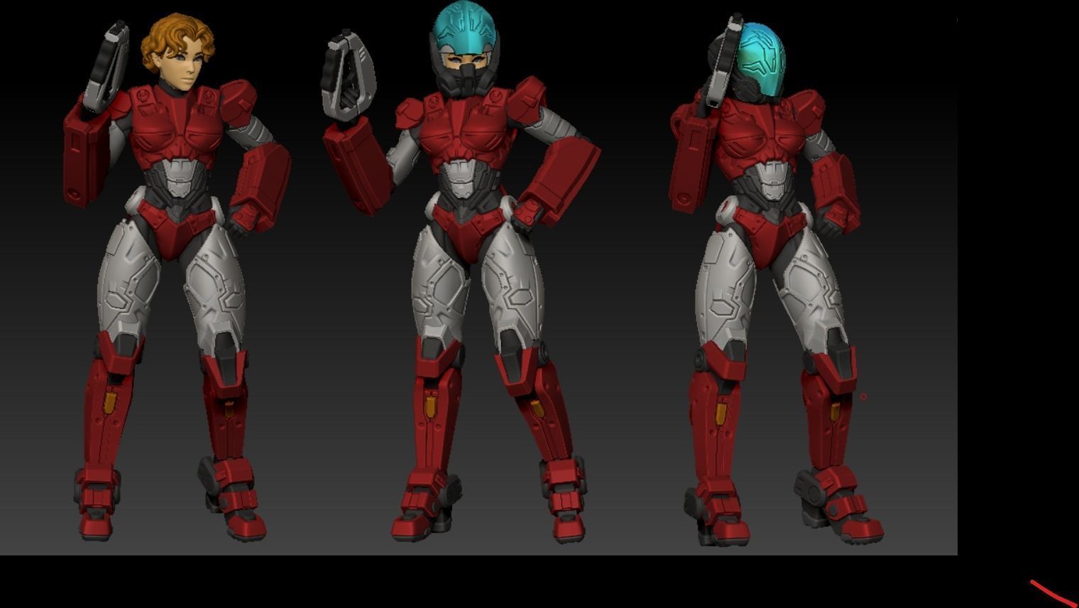 Scifi Lady Elite Soldier 100mm 3D print model_2