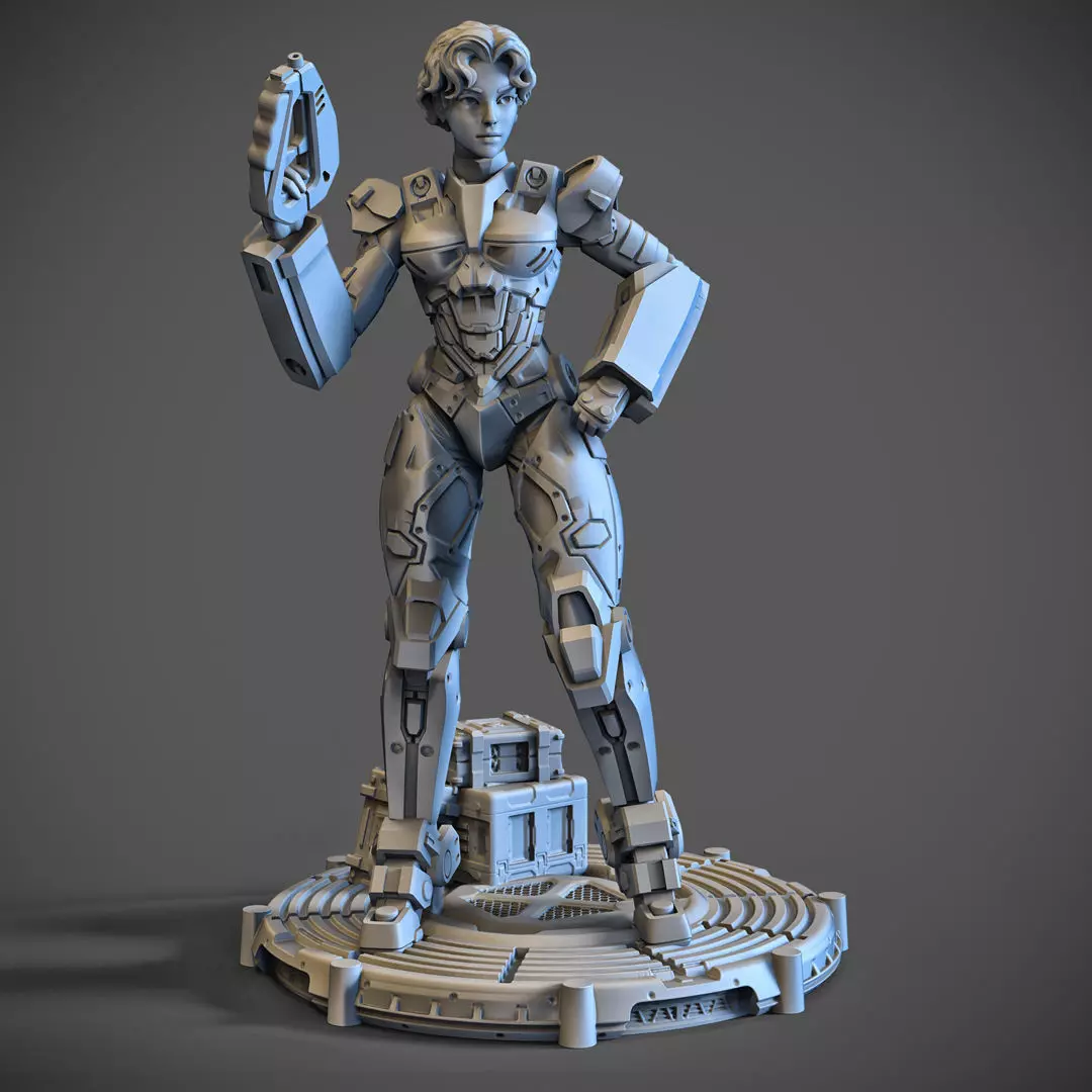 Scifi Lady Elite Soldier 100mm 3D print model_0