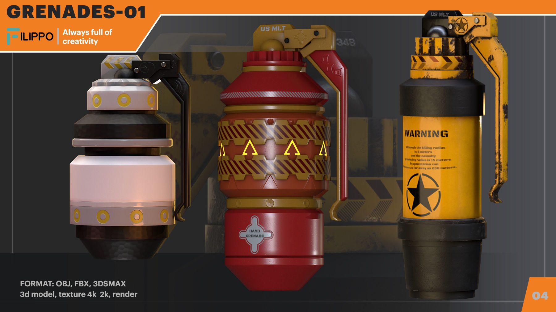  grenades01 Low-poly 3D model_1