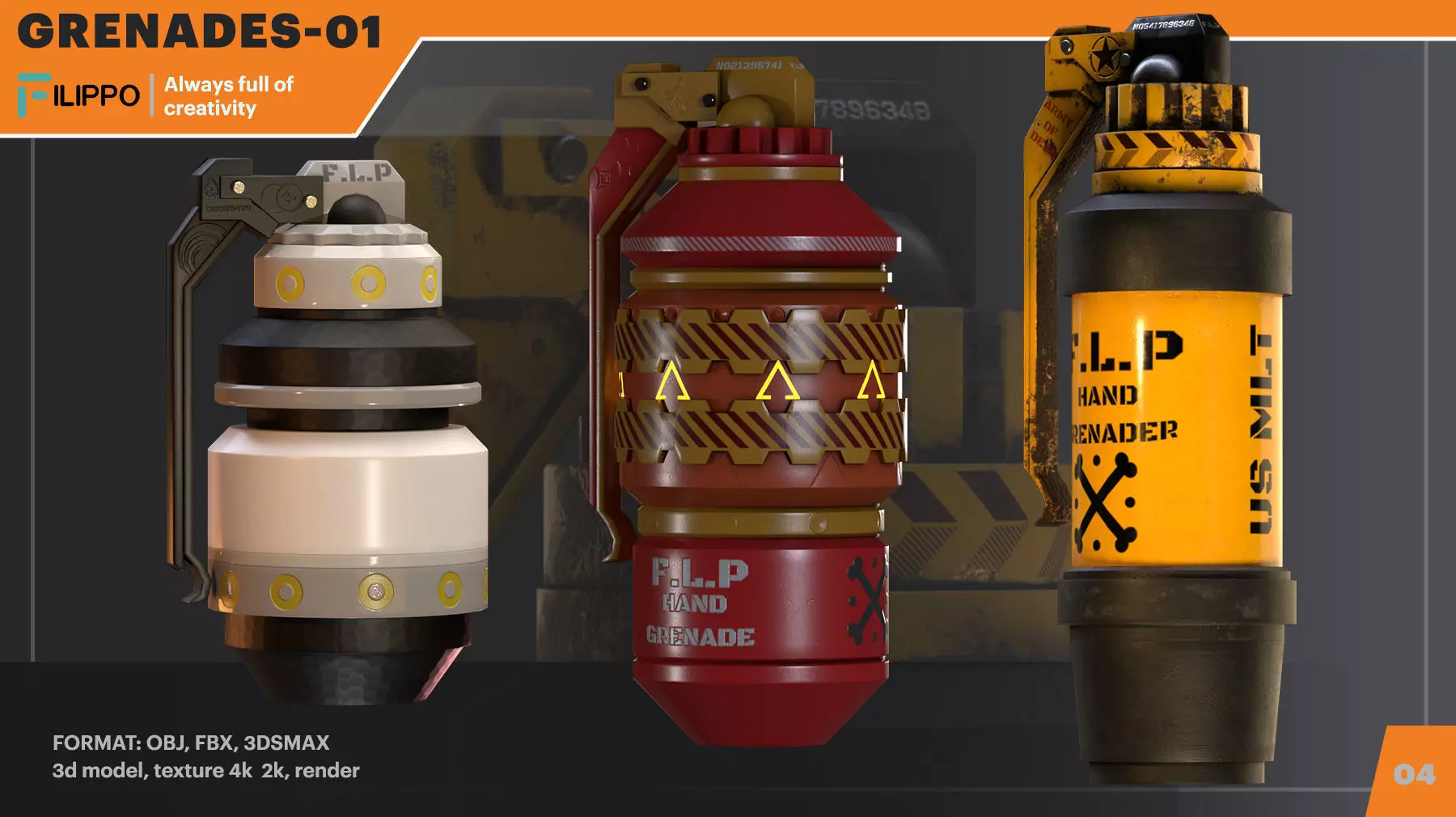  grenades01 Low-poly 3D model_0