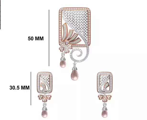 Women Earring Pendant Set STL JCD Details